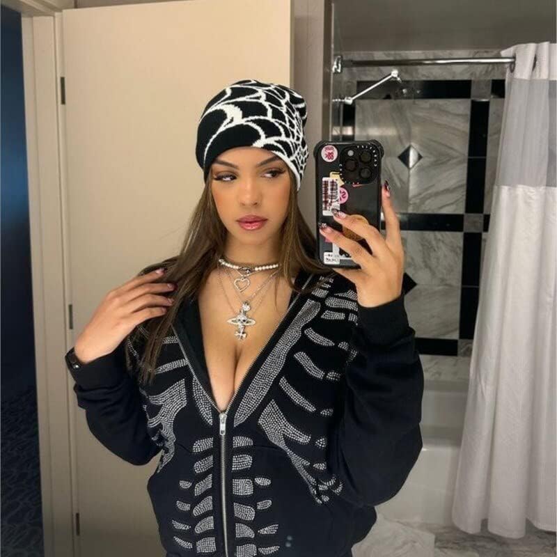 Stylish Premium Y2K Gothic Skull Beanie Women Mens Winterr Outdoor