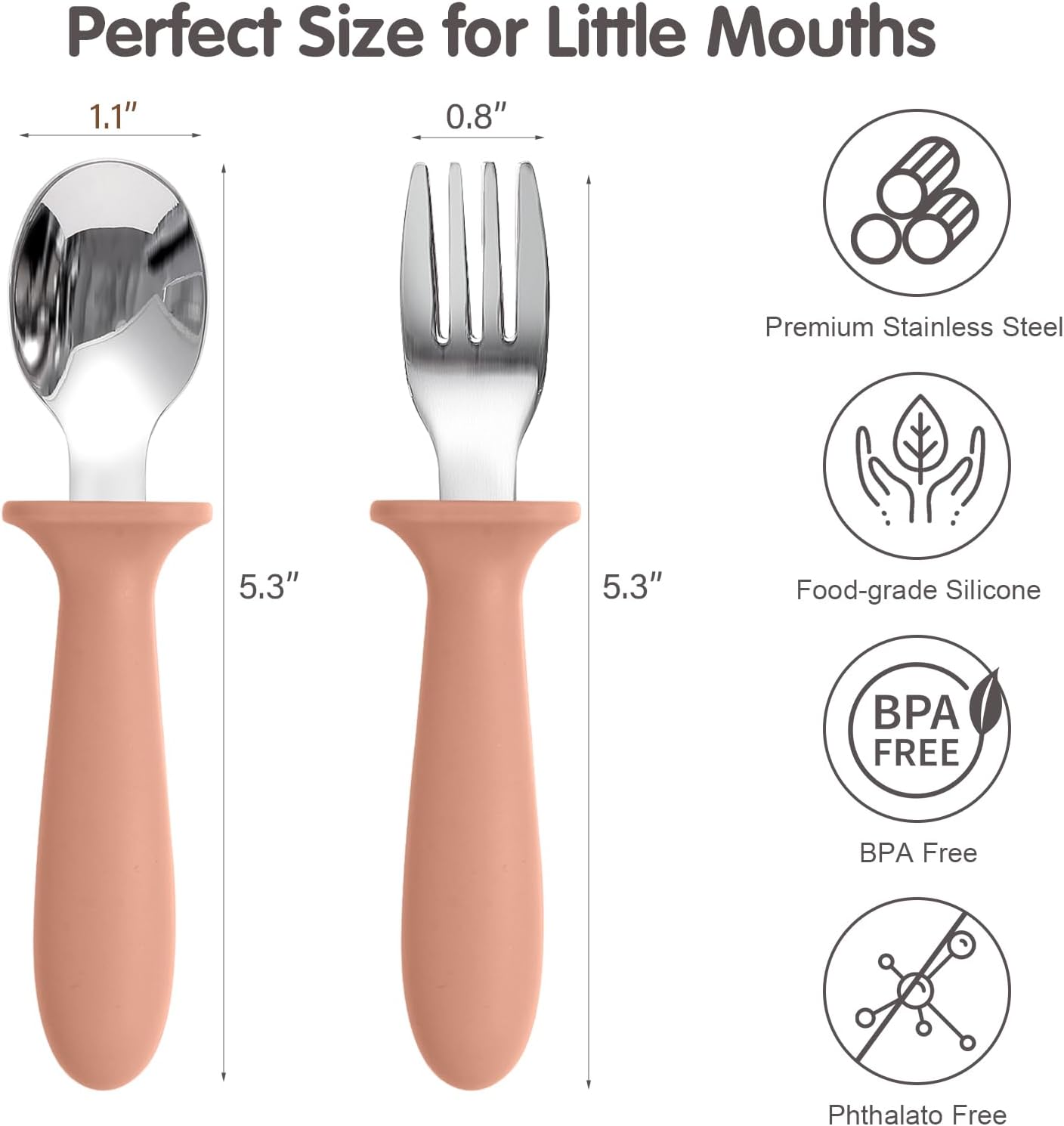 Eascrozn Toddler Spoons Forks Set 6 Pack