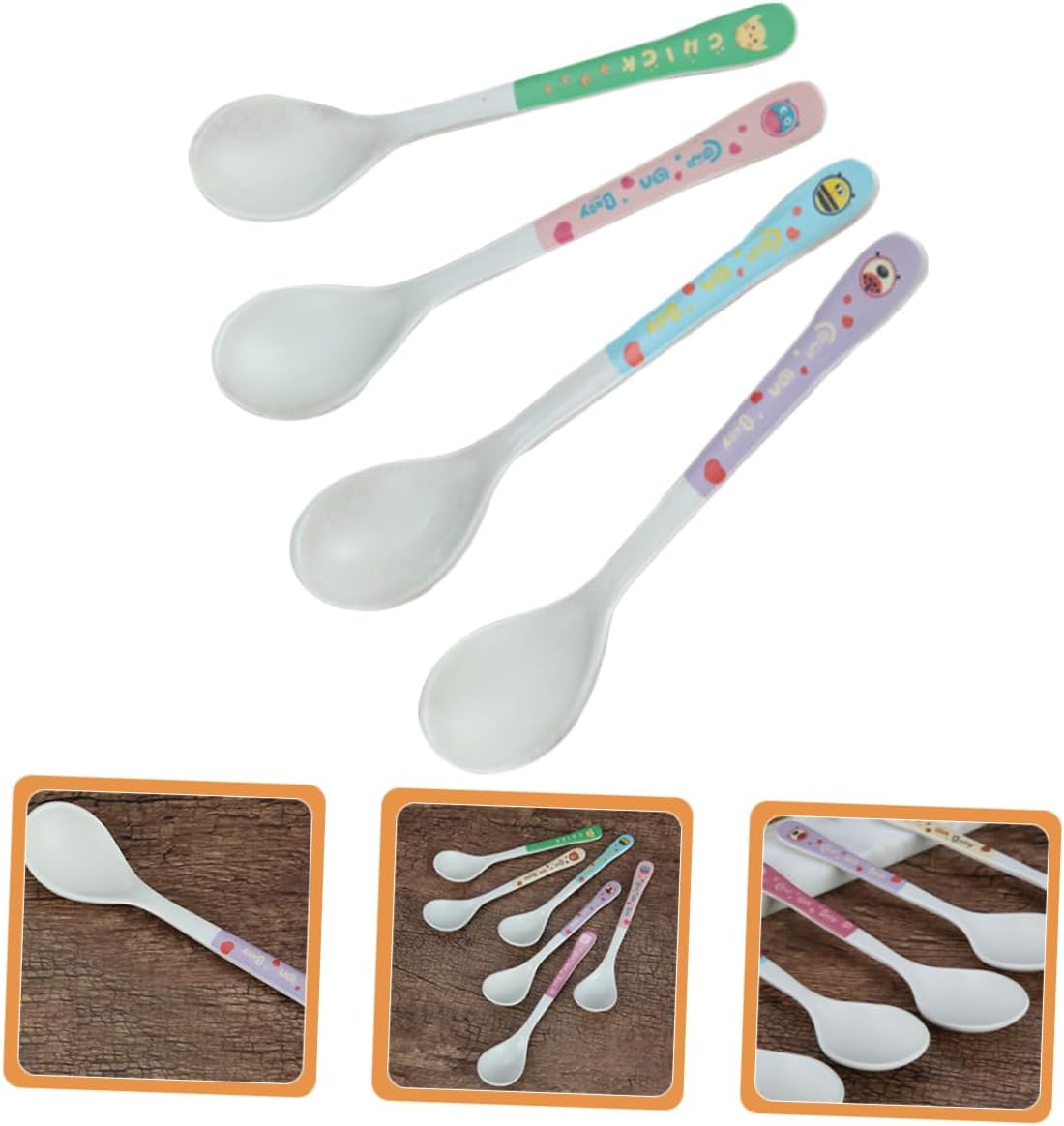 Mixed-Material 4-Piece Self-Feeding Spoons Child-Friendly Design