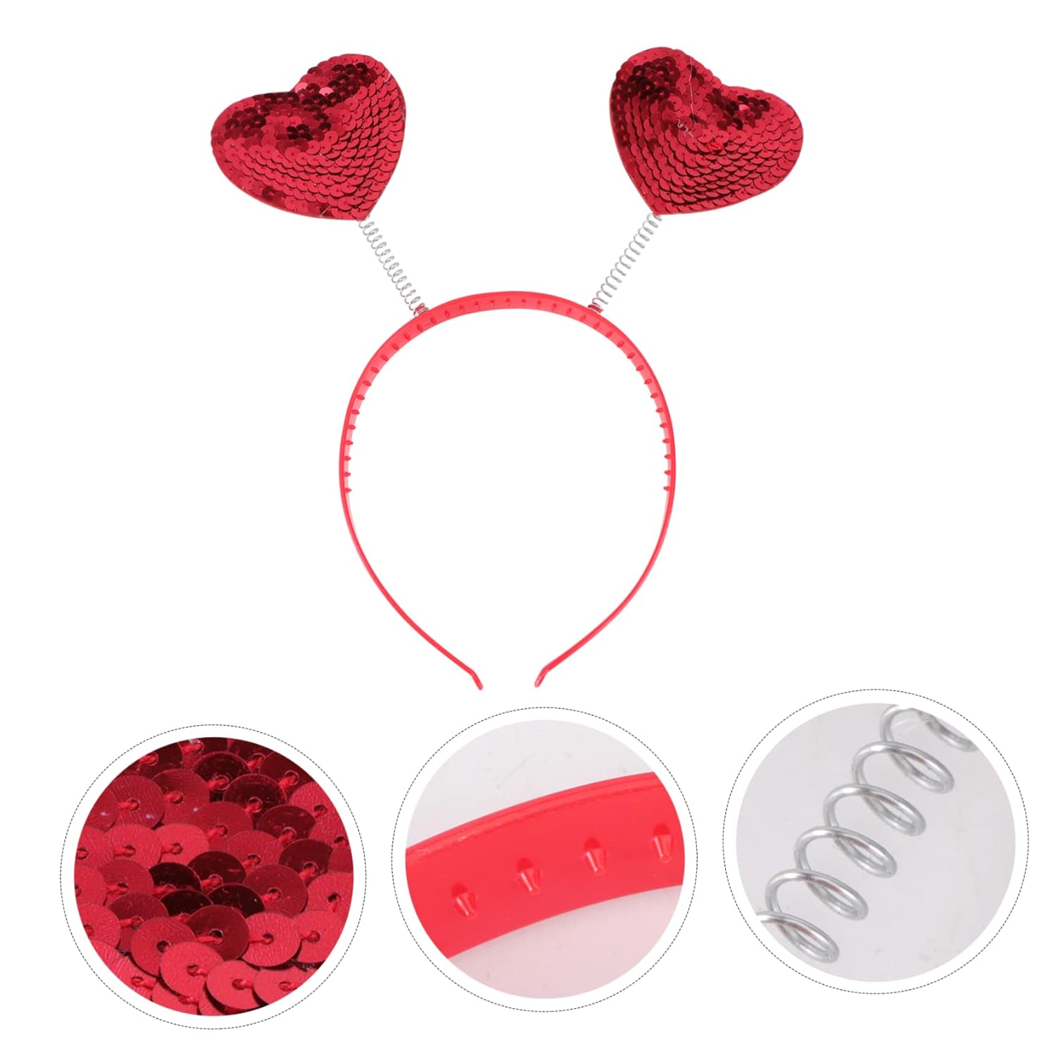 Romantic Heart Headband Red Sequin for Valentines Day