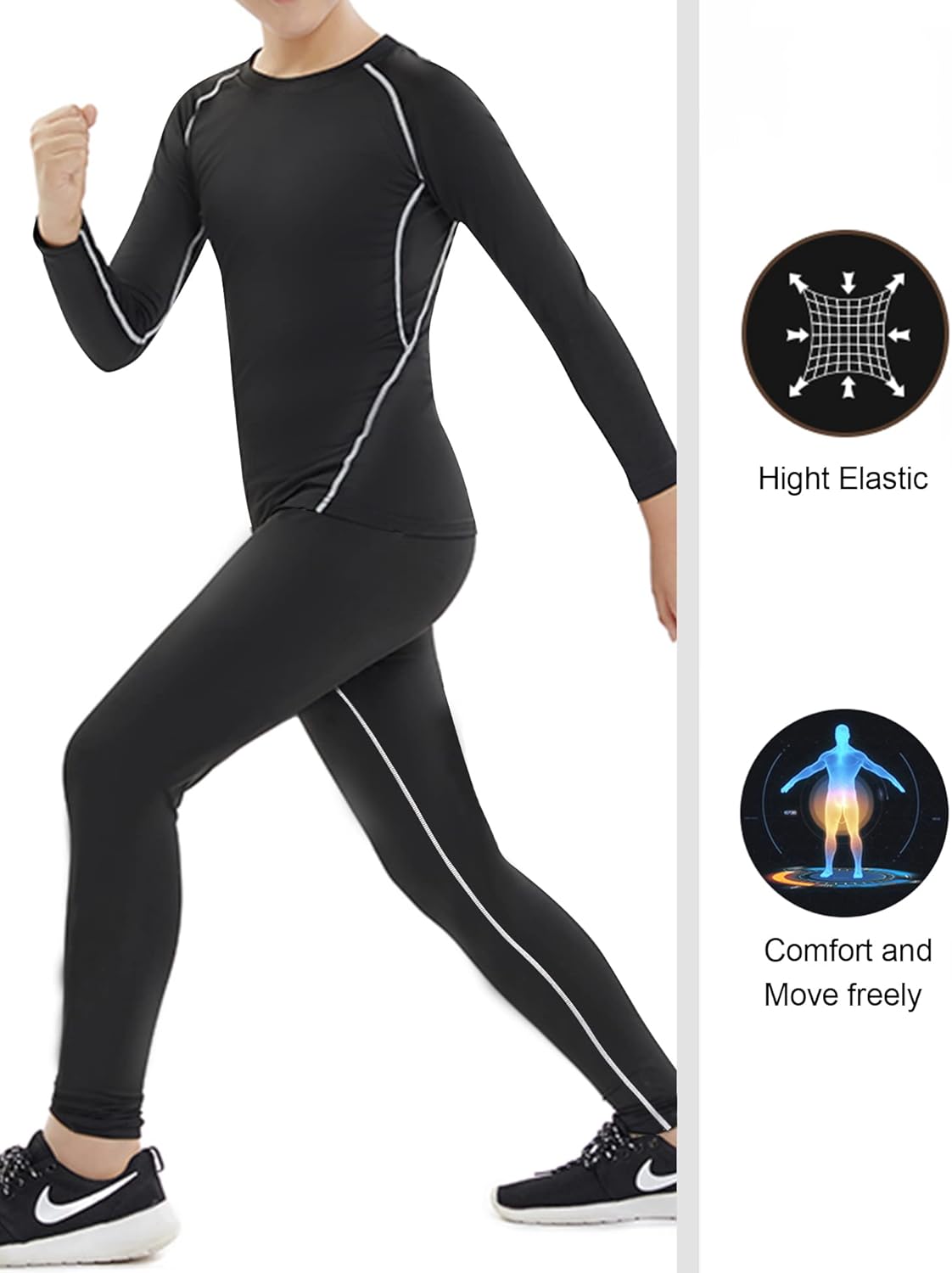 Compression Pants for Boys Stay Warm Dry