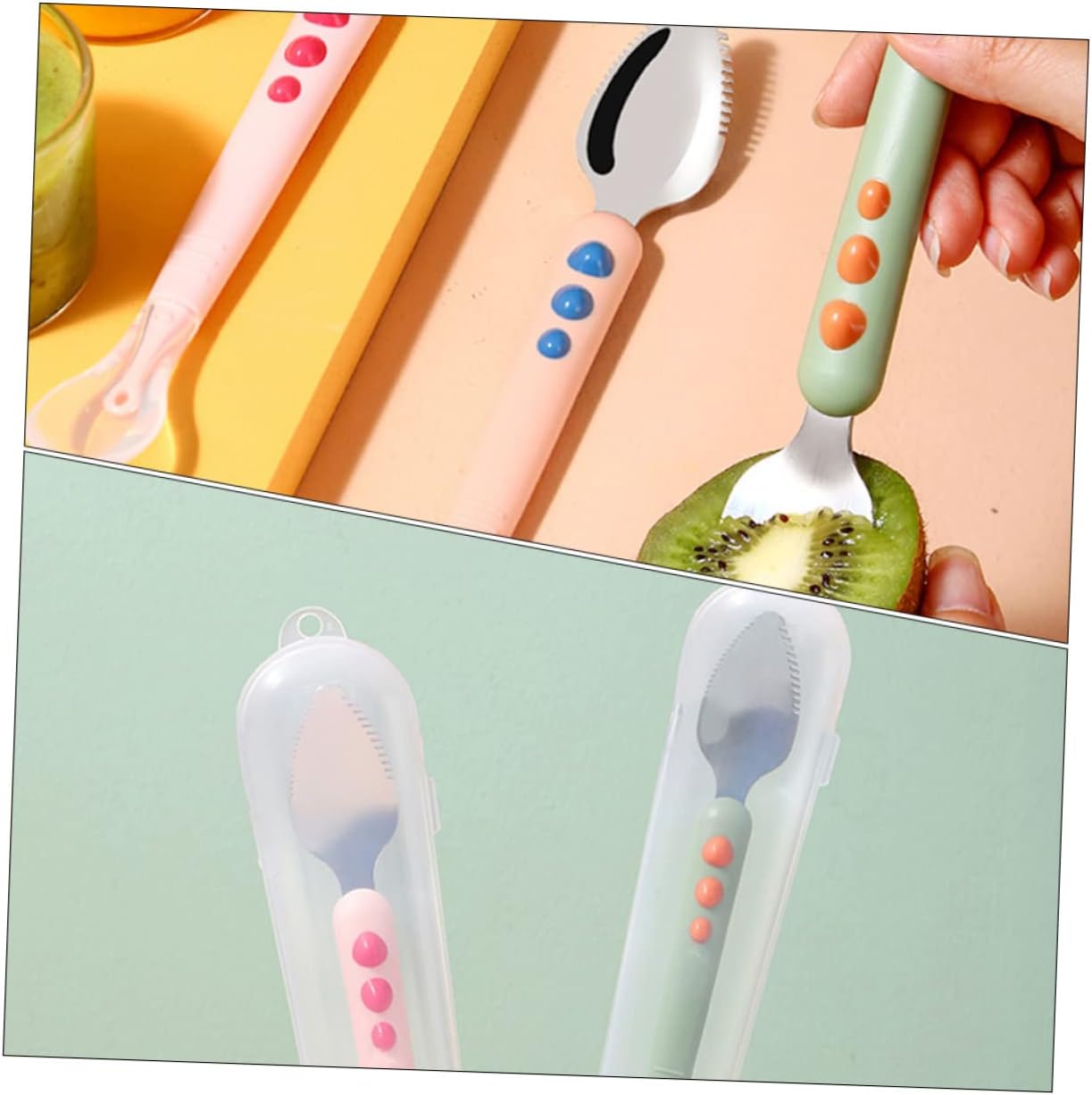 SECFOUDouble-Handled Silicone Baby Spoon for Toddlers