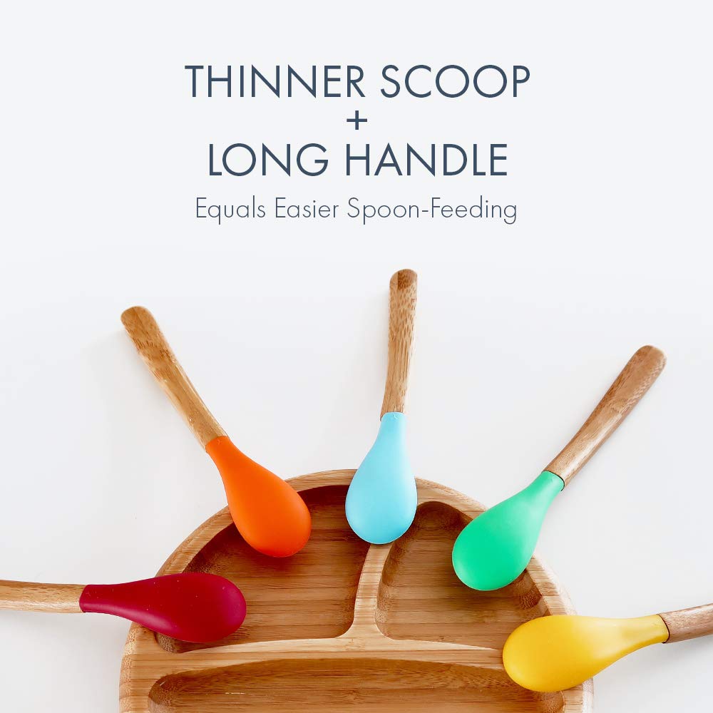 Avanchy Bamboo Silicone Baby Feeding Spoons