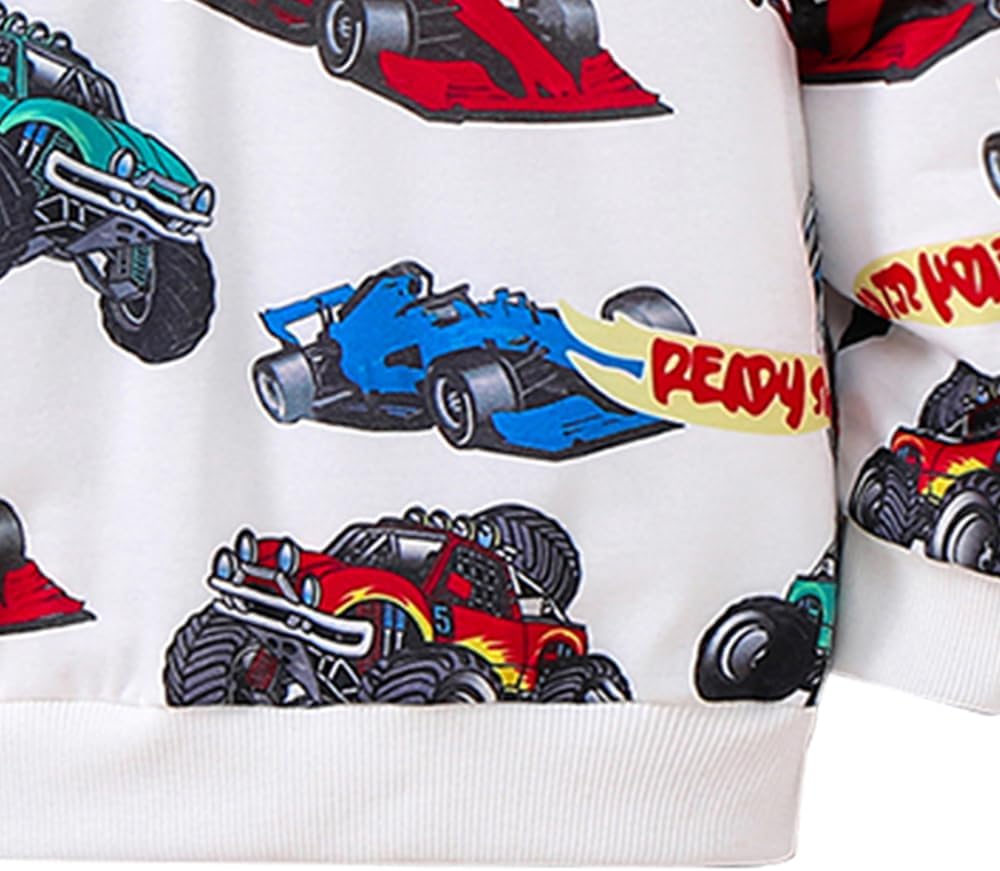 Nivne Sports Car Graphic Print Round Neck Sweatshirt for Toddlers Boys