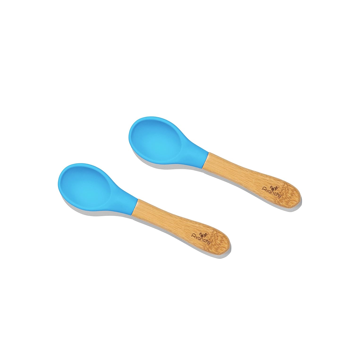 Avanchy Baby Spoons Set Bamboo Silicone Self-Feeding for Babies 2-Pack