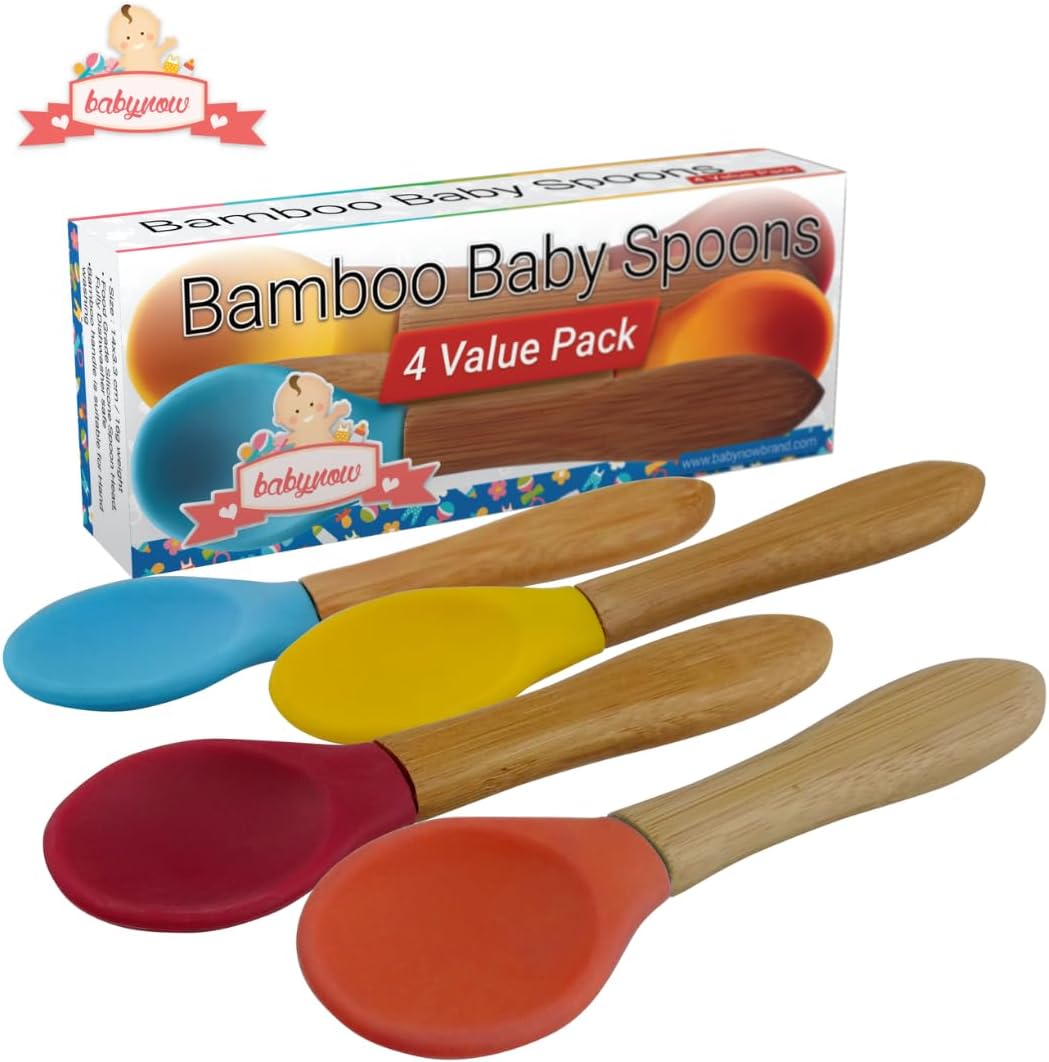 SAN SERO Bamboo Baby Spoons 4 Pack Weaning Set