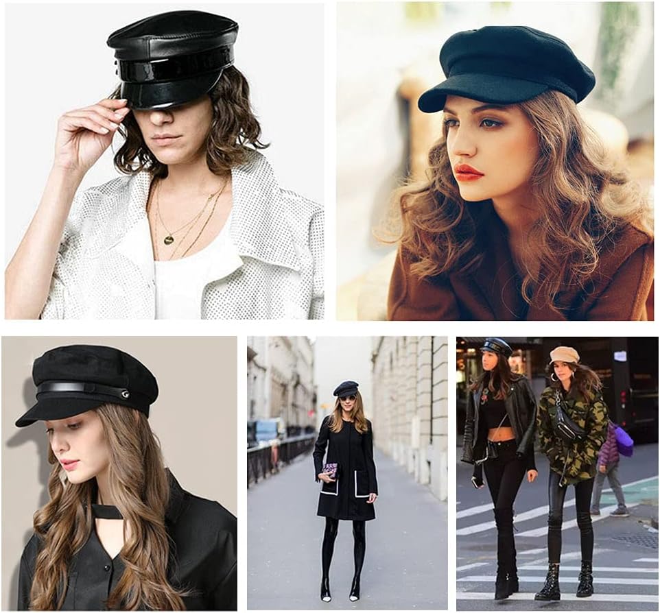 UPSTORE Womens Black Cabbie Cap for Fashion and All Seasons