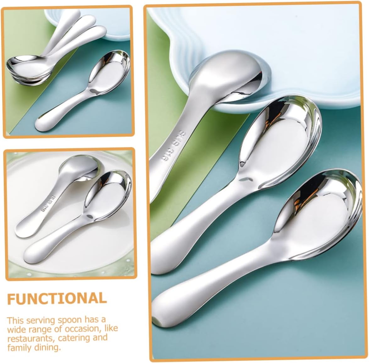 Luxshiny 2-Piece Kids Stainless Steel Spoons Durable and Safe