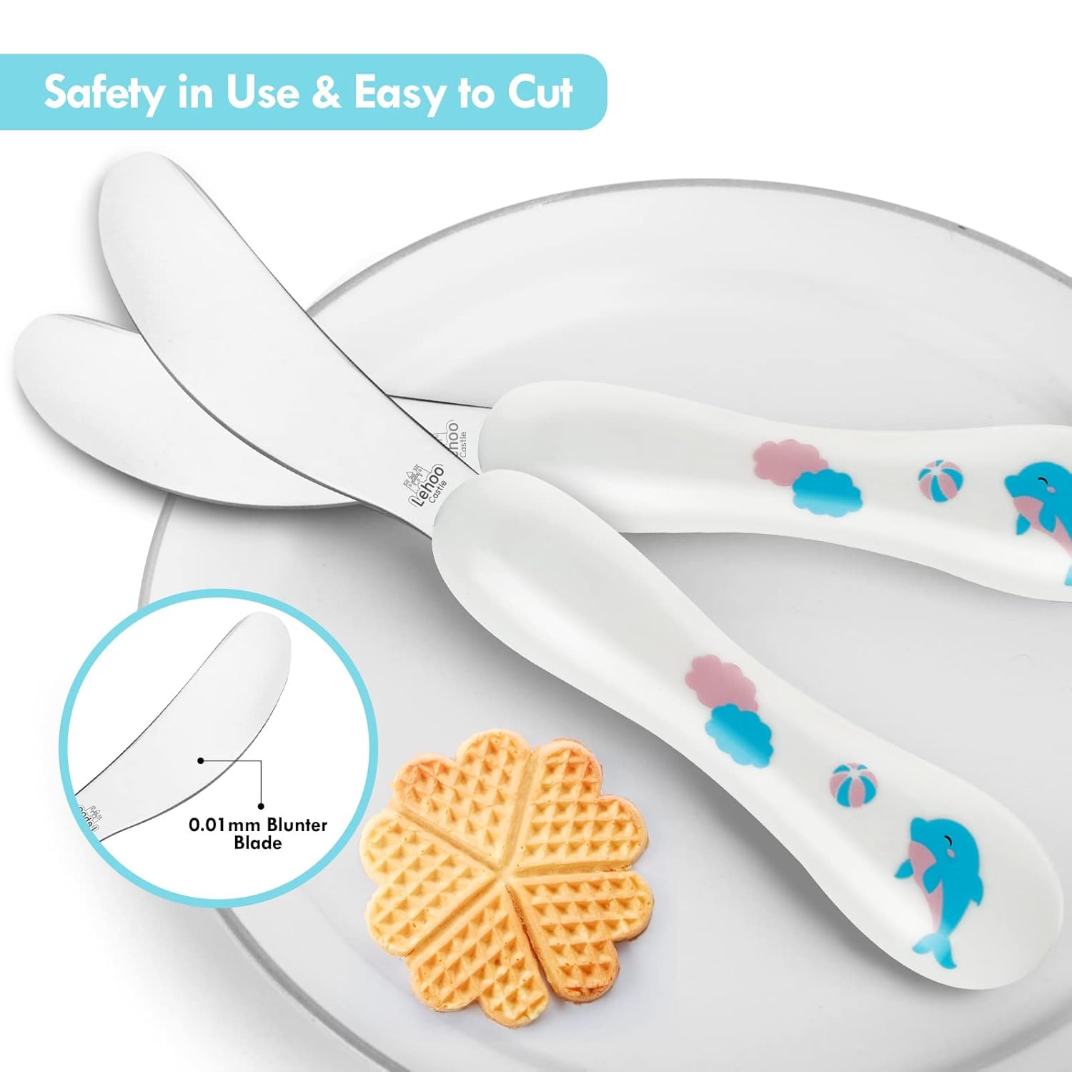 Lehoo Castle Toddler Utensils Set - 6PCS Stainless Steel Safety Flatware for Kids