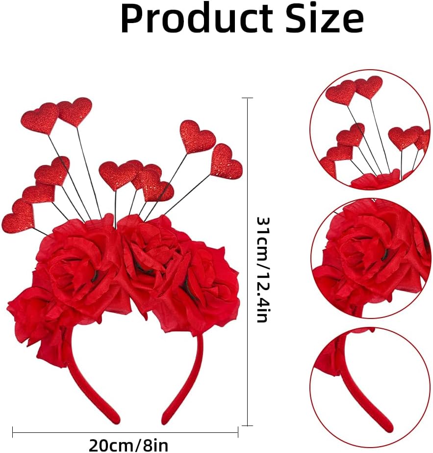 Heart Flower Headband Valentines Party Accessories