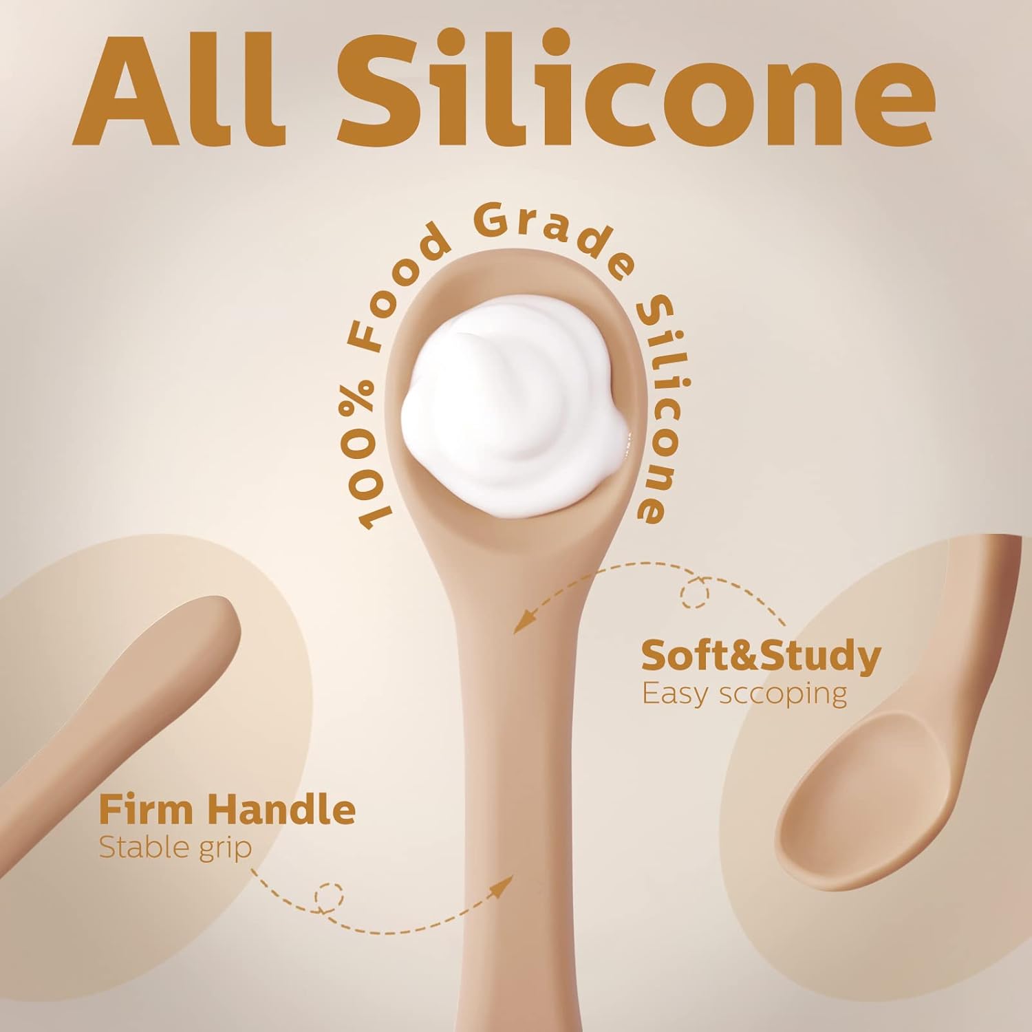 Five Silicone Baby Spoons for Toddlers Self-Feeding Heat Resistant