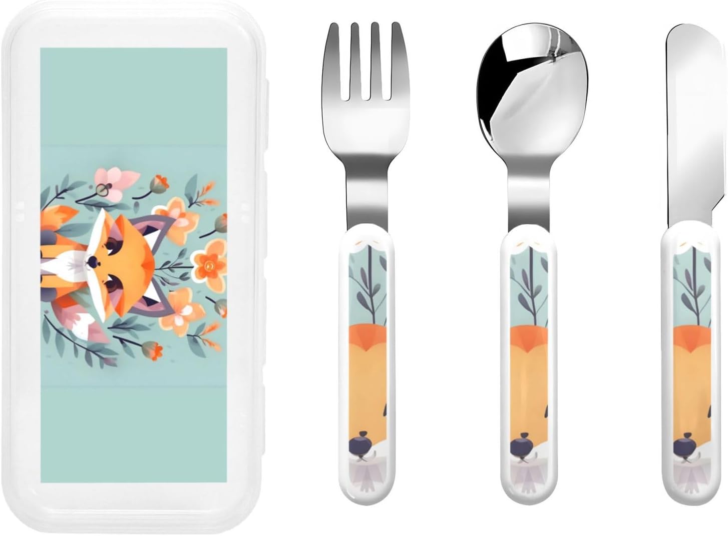 Cute Animal Fox Flatware Set with Carry Case