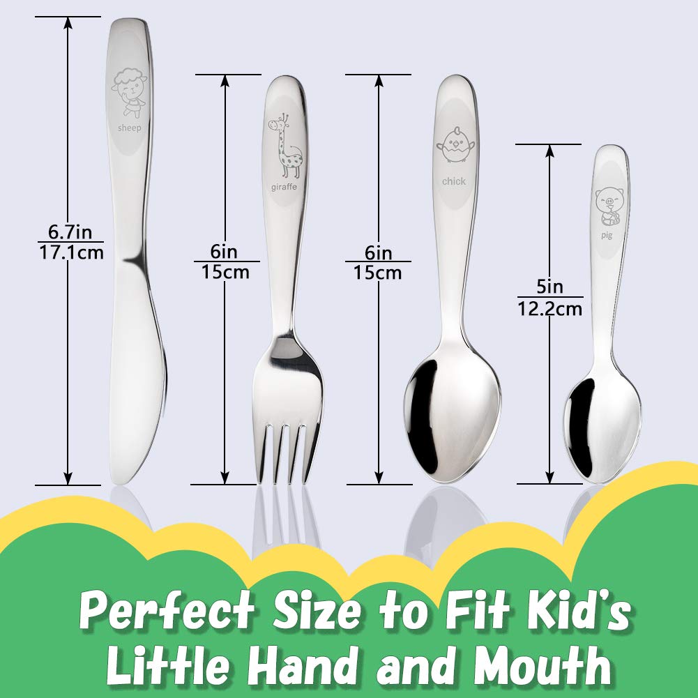 Cute Animal Kids Stainless Steel Flatware Set 4PCS Age 3