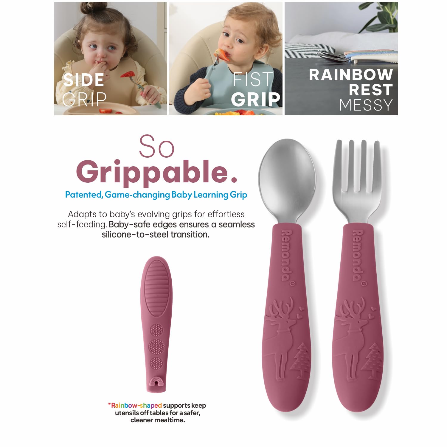 Sleek Silicone Baby Feeding Set with Suction Power for 6 Months