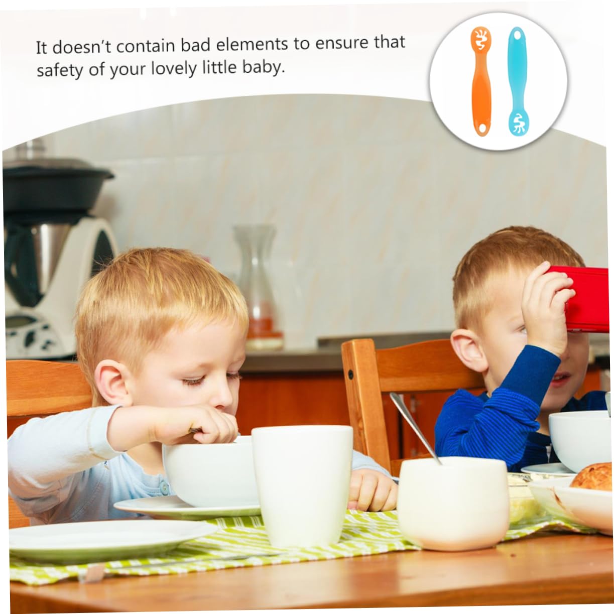 RORPOIR Safe Silicone Utensils Trainer Spoons for 1 Year Old