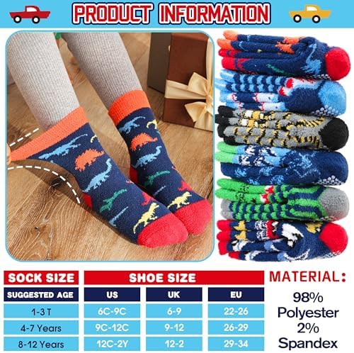 Fun Fuzzy Slipper Socks for Kids 6 Pairs