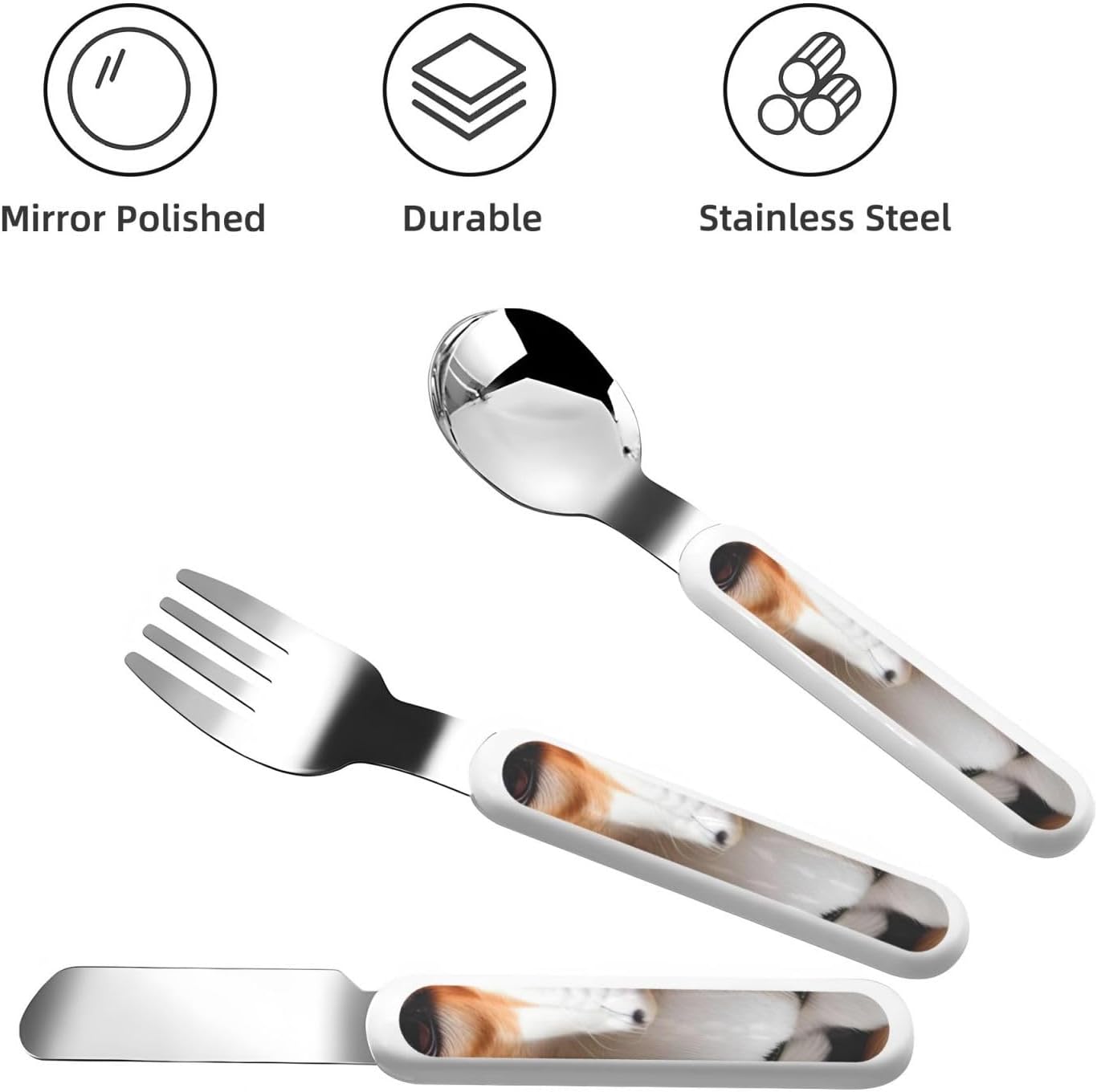 Beagle Dog Print Stainless Steel Utensils Set with Travel Case