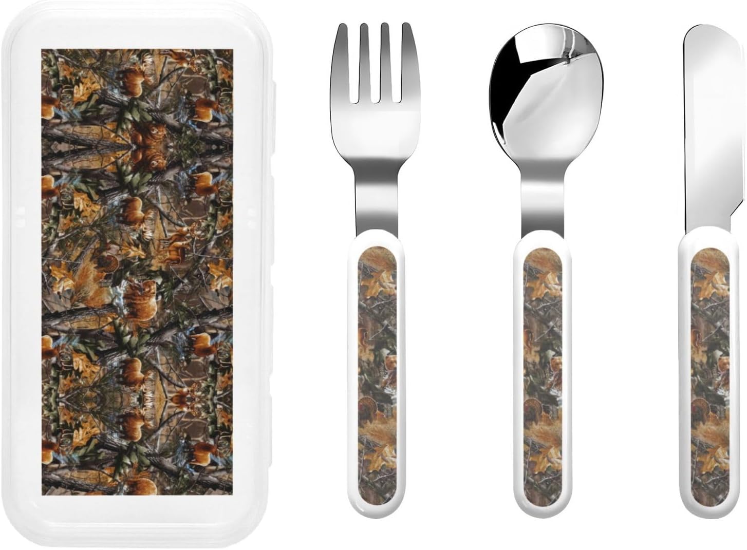 Hunting Deer Bear Moose print Flatware Set with Travel Case