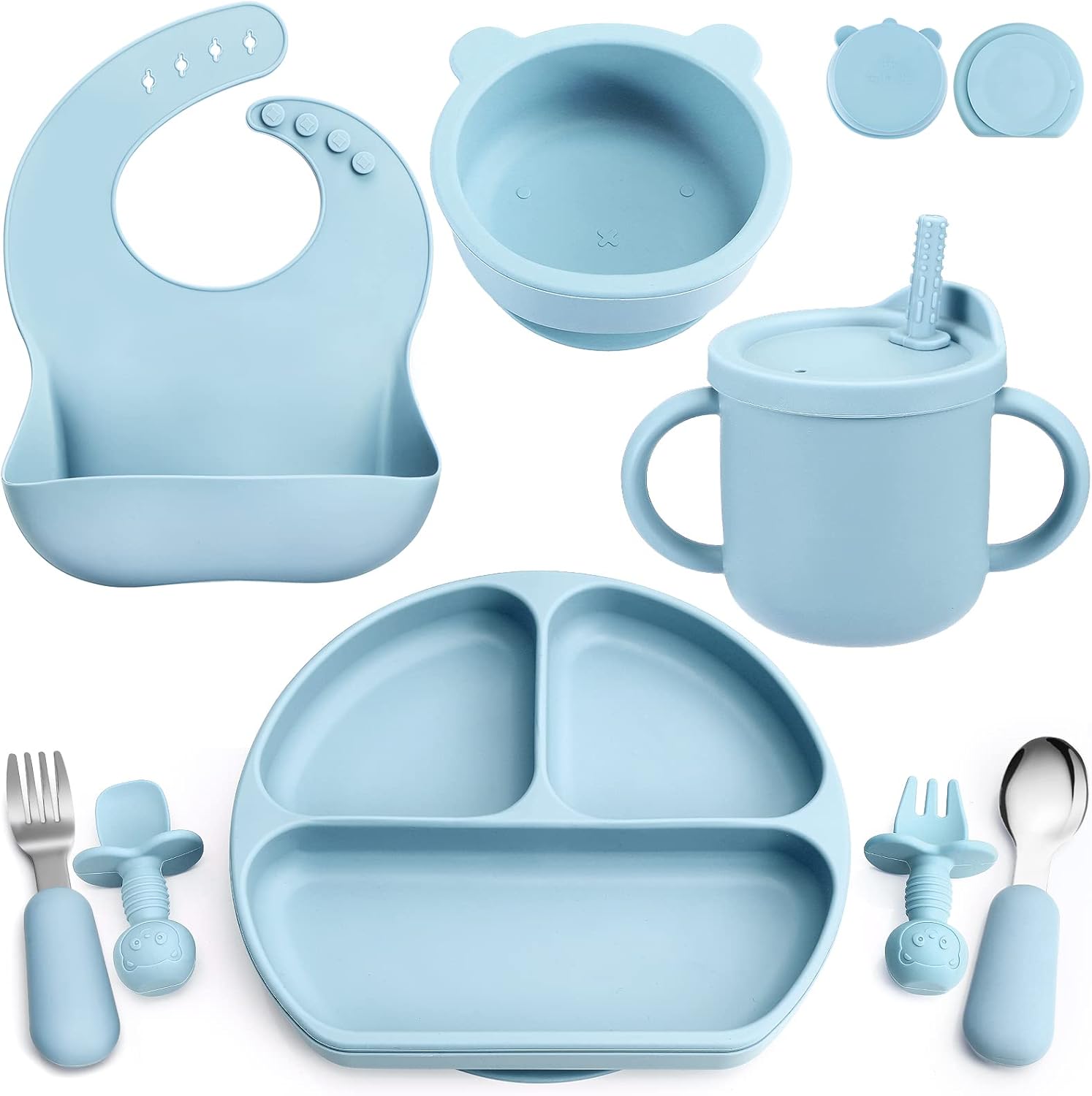 Silicone Baby Feeding Set Safe Suction Feeding Discs for Toddler Self-Feeding