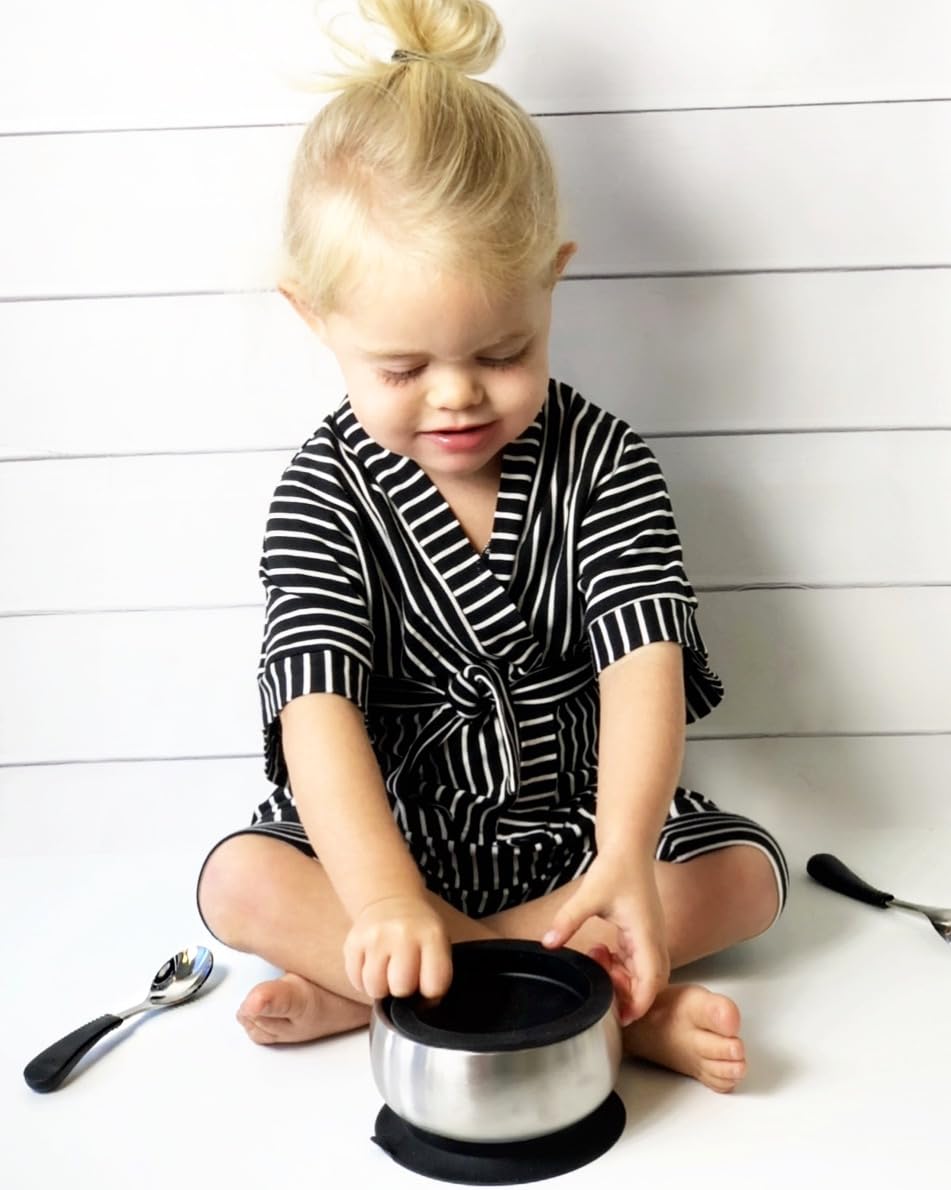Stainless Steel Baby Spoons Spring-Loaded silicone handles