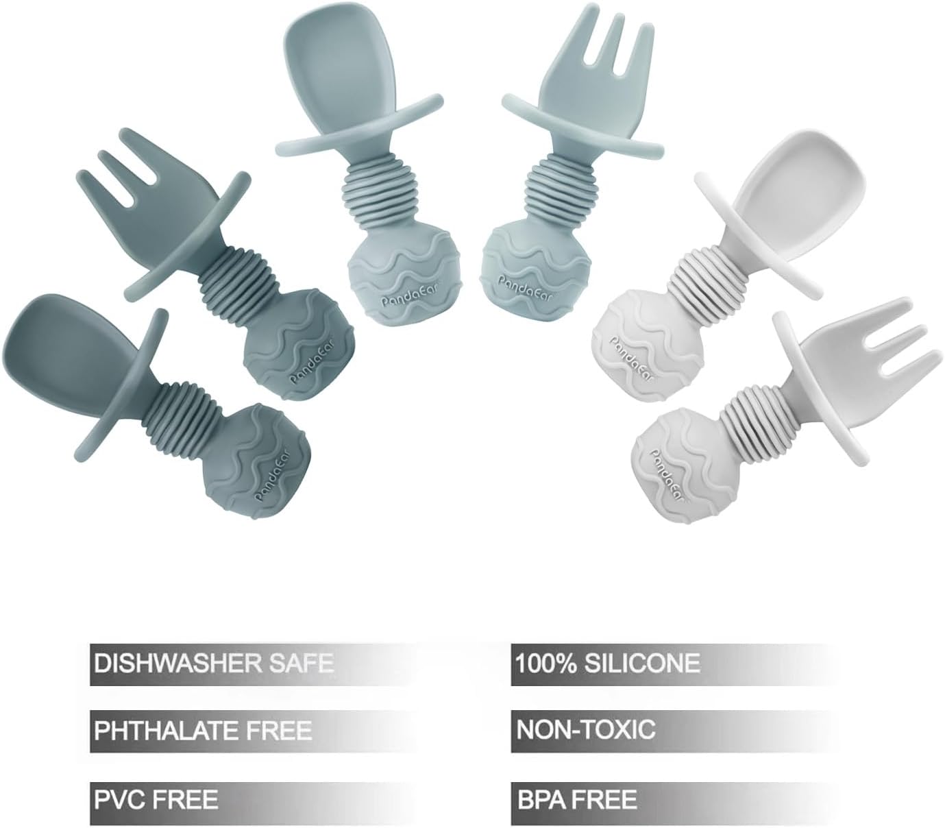 PandaEar 6-Piece Silicone Baby Spoons Self-Feeding Safe for Infants