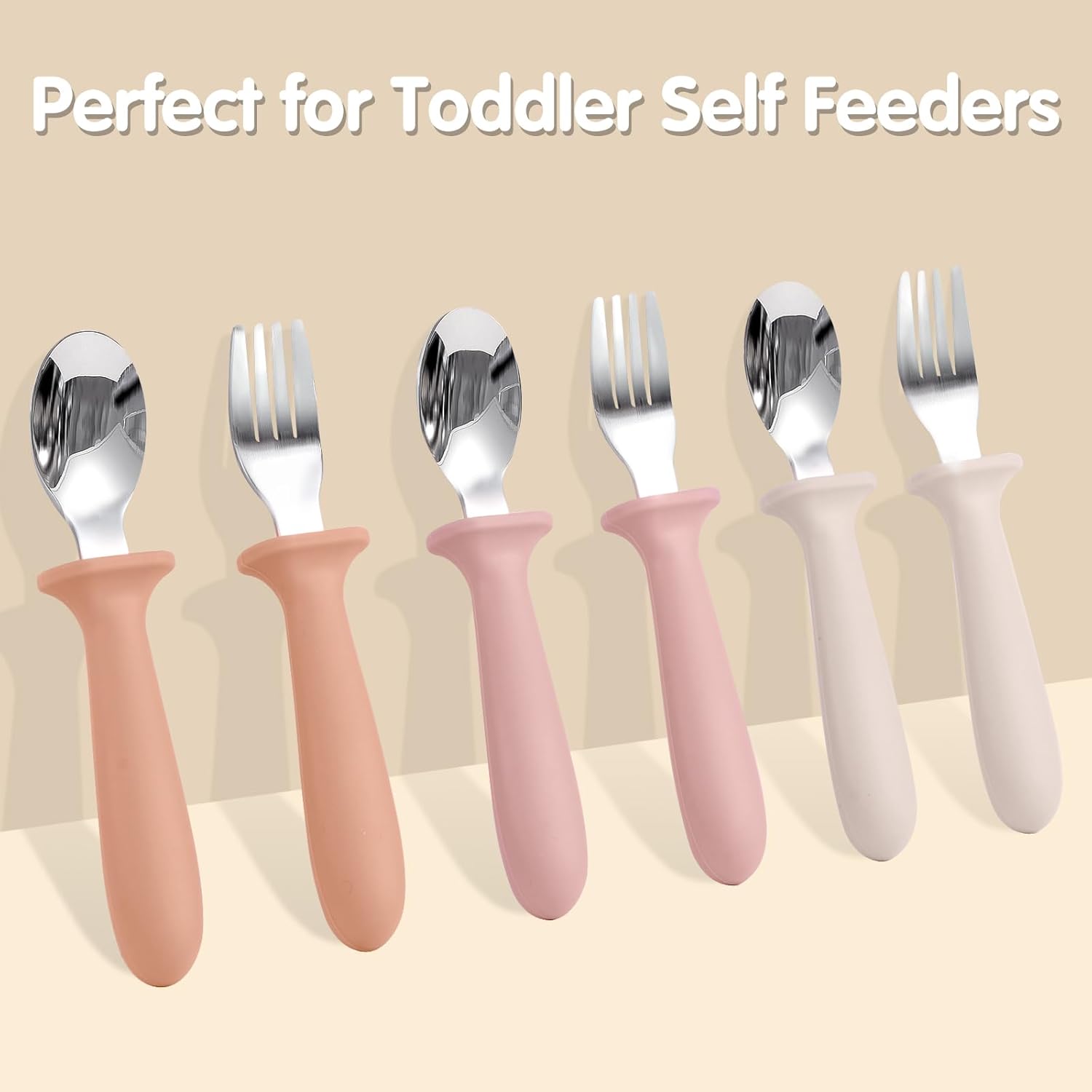 Eascrozn Toddler Spoons Forks Set 6 Pack