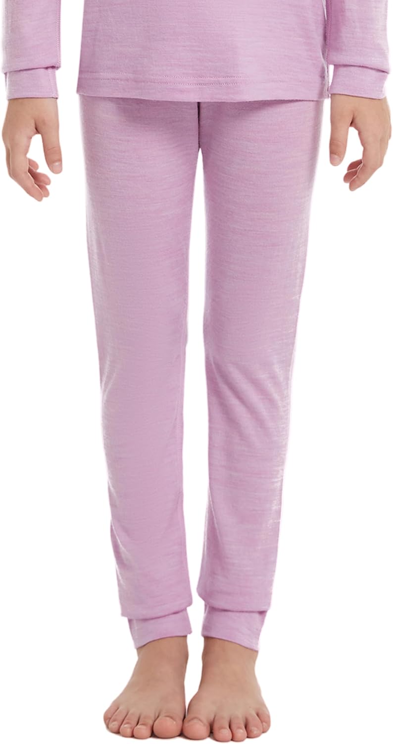 Kids Unisex Merino Wool Thermal Base Layer Pants Lightweight and Comfortable