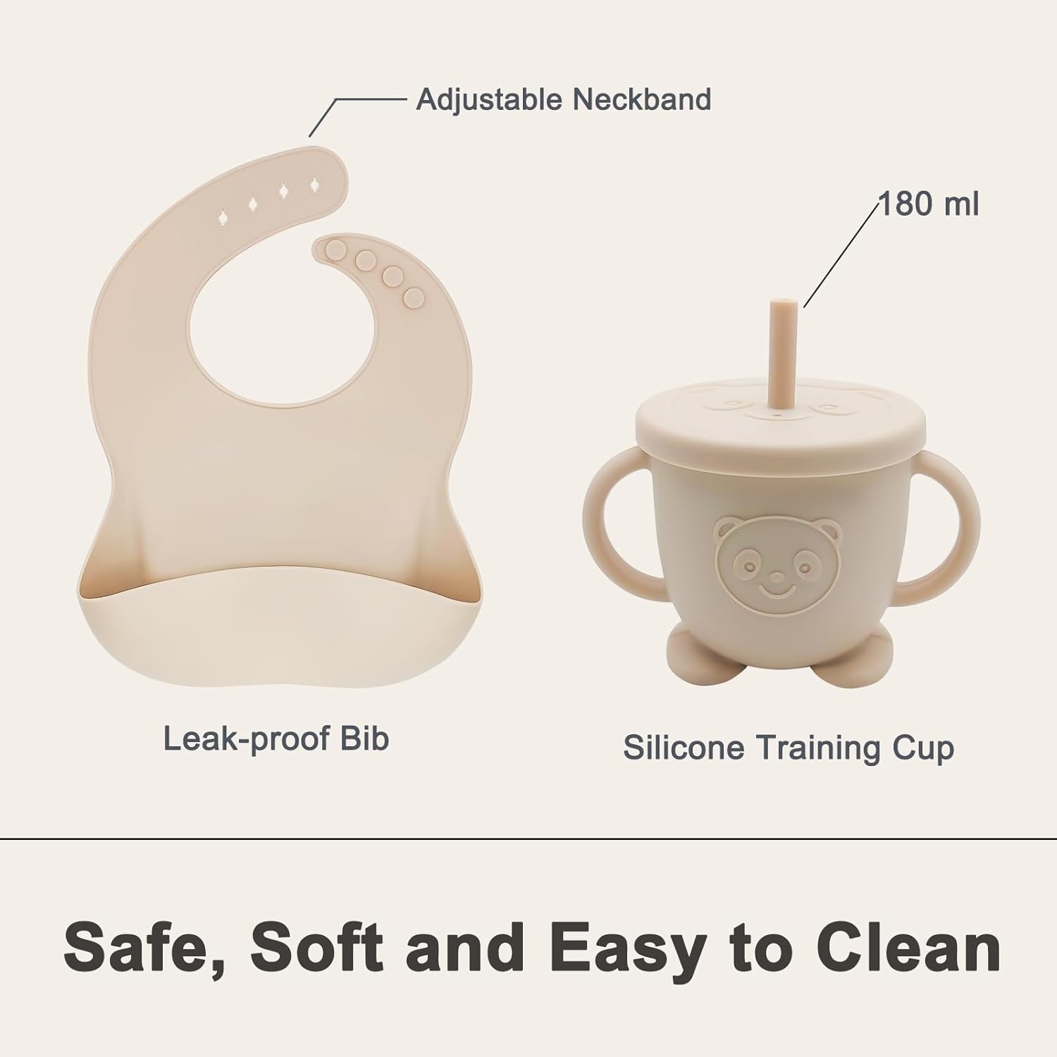 Munlinder Silicone Baby Feeding Set Beige