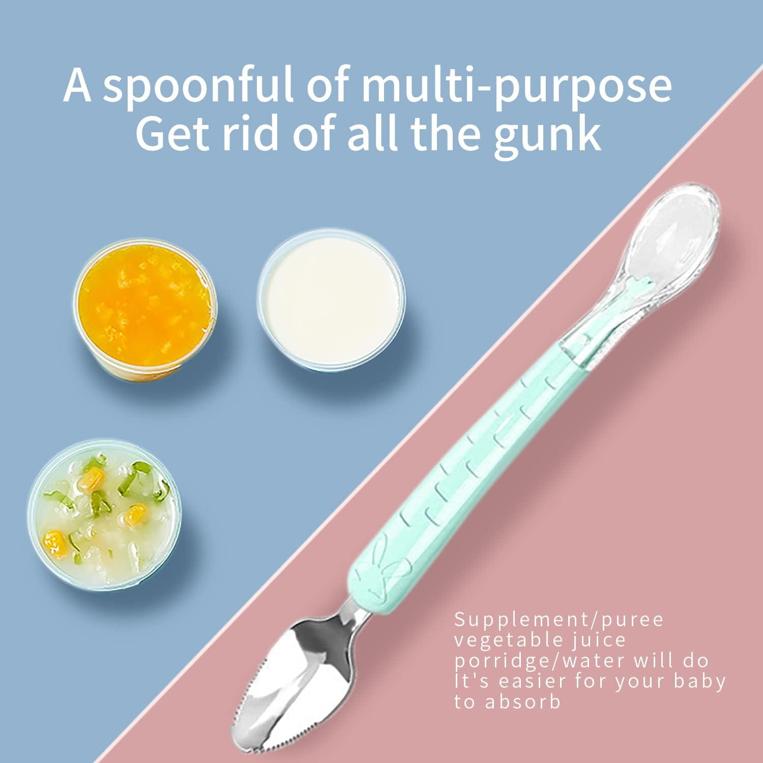 Double Head Baby Silicone Food Spoon Green