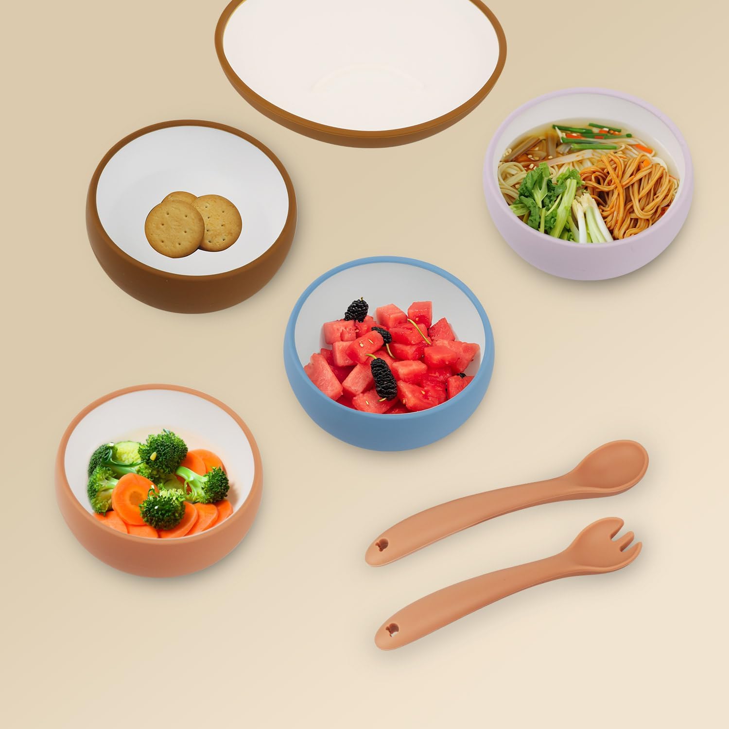 8-Piece Silicone Toddler Fork Spoon Set for Self-Feeding