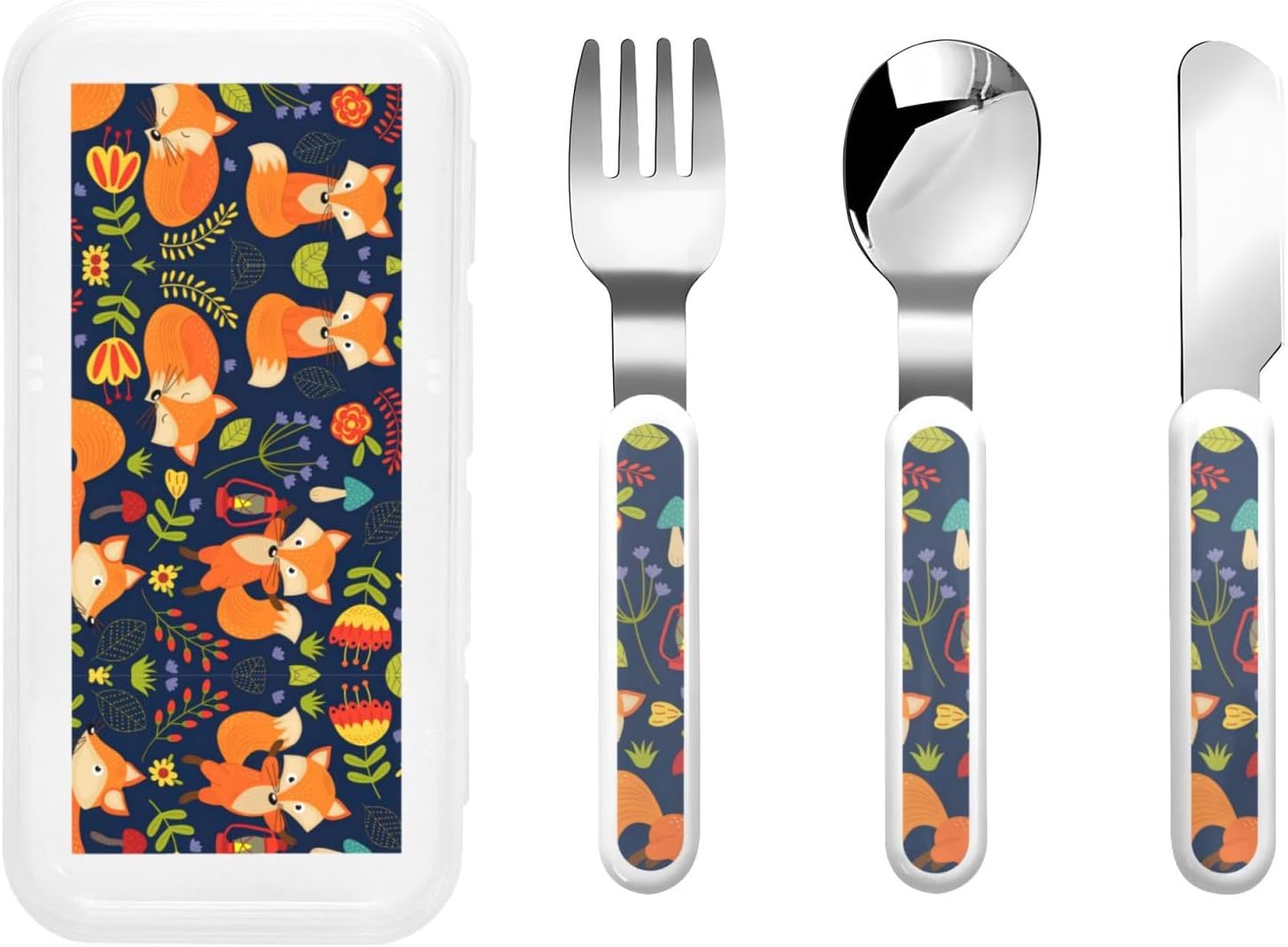 Stainless Steel Animal Fox Flatware Set with Travel Case