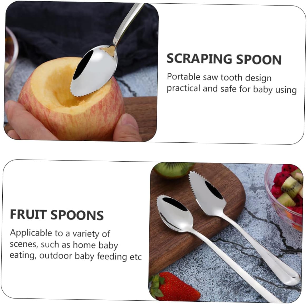 6pcs Stainless Steel Puree Spoons Set for Easy Feeding