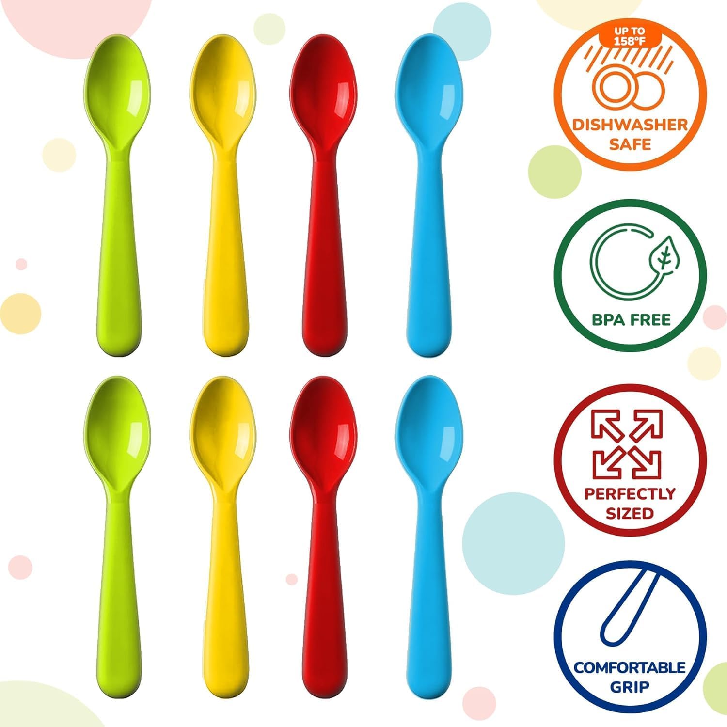 BPA-Free Plastic Toddler Spoons Set of 16 for Kids and Toddlers