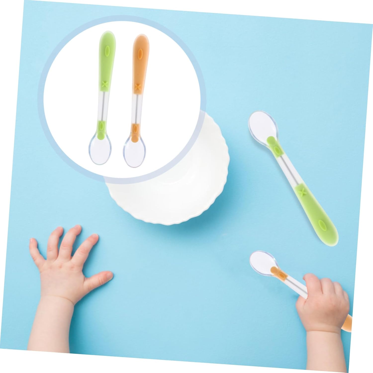 FAVOMOTO Kids Silicone Training Spoons