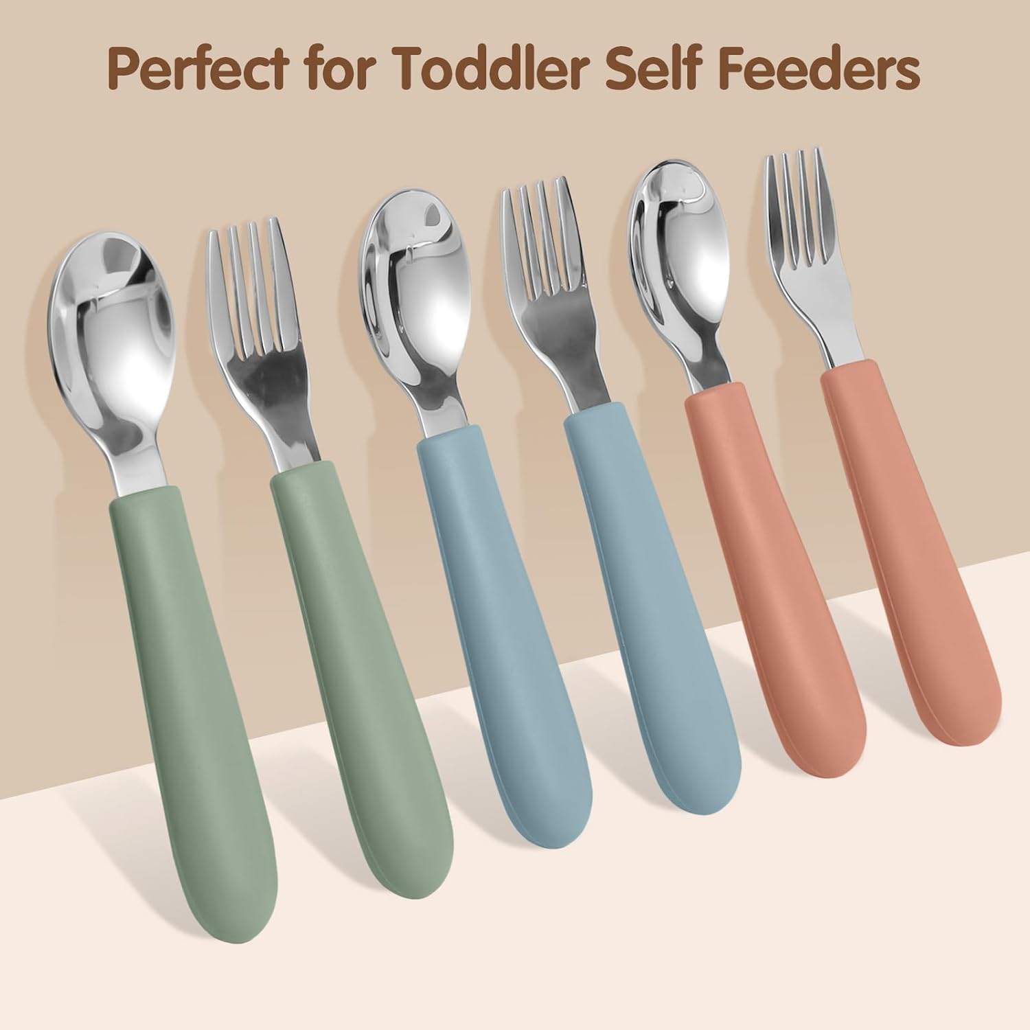 Eascrozn Toddlers Safe Sturdy Kids Utensils Set - Dishwasher BPA-Free