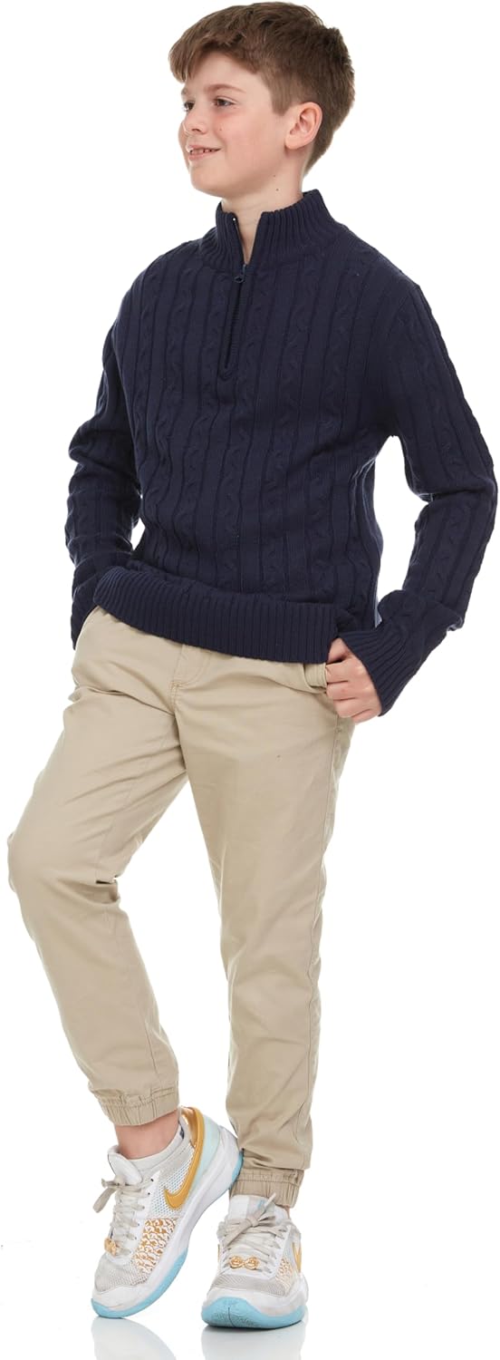 Sezzit Boys Quarter Zip Cable Knit Sweater