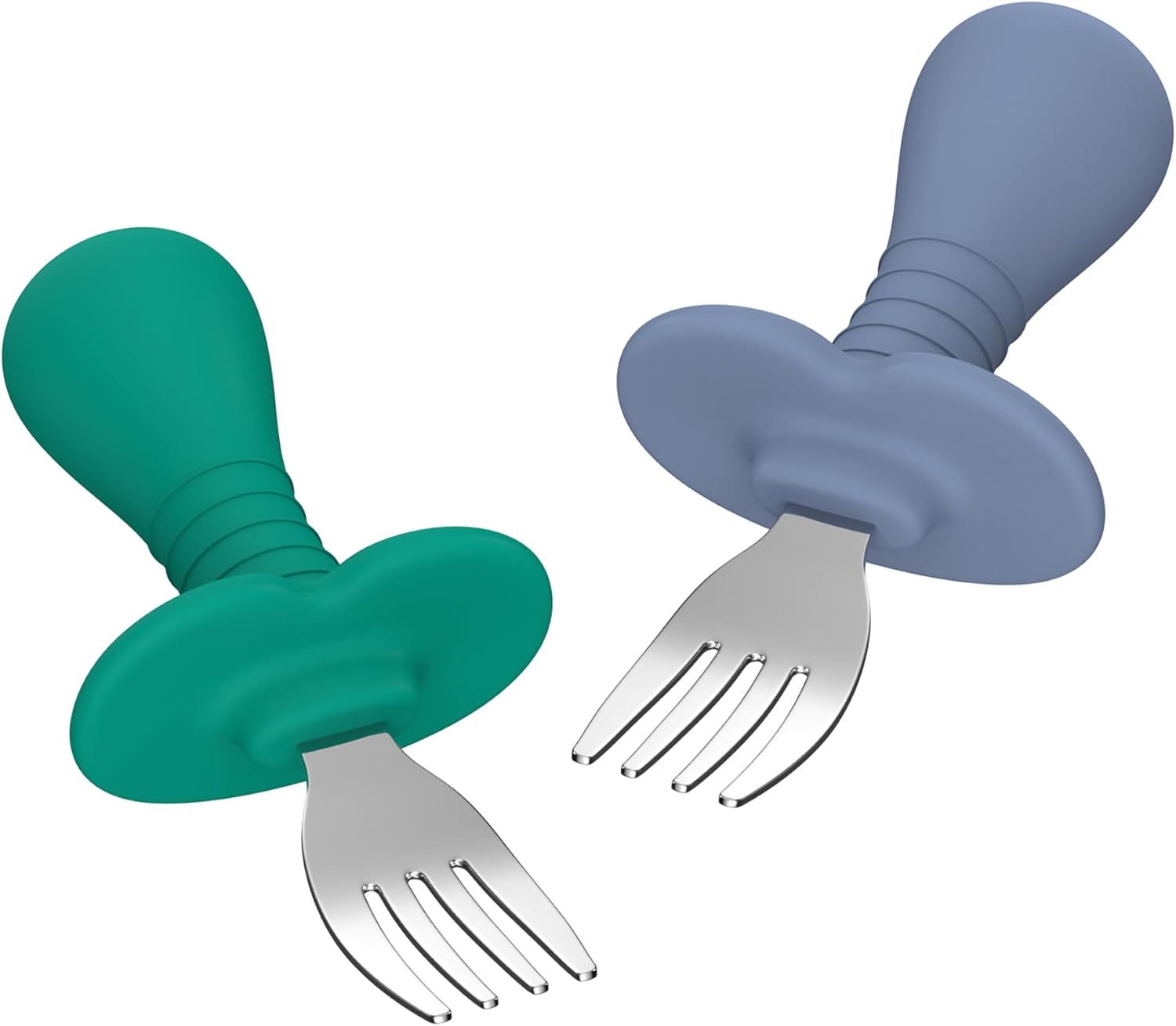 Safety Toddler Flatware Set with Silicone Handle for Self-Feeding