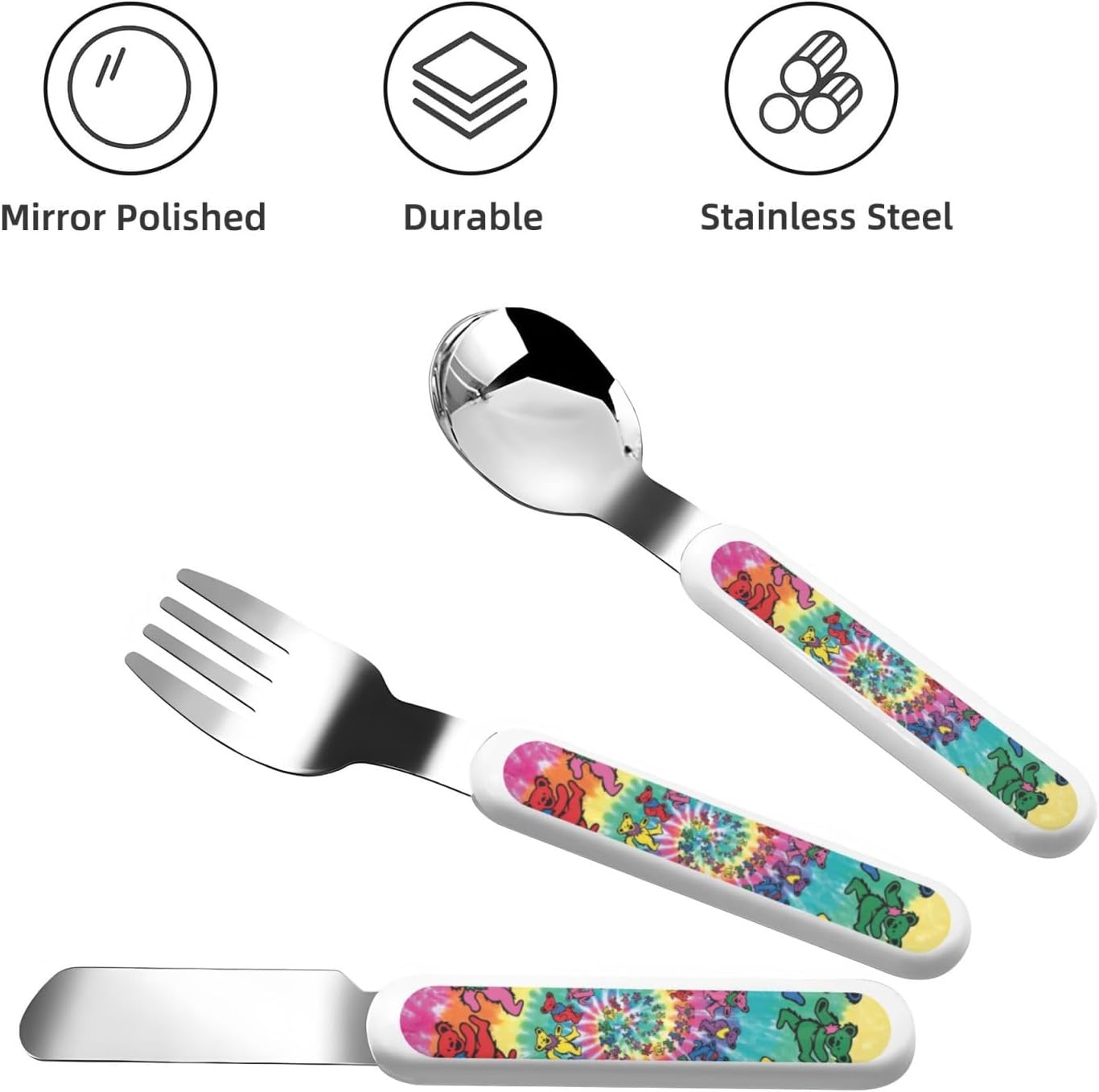 Dancing Thanksgiving Bear Print Stainless Steel Utensil Set with Travel Case