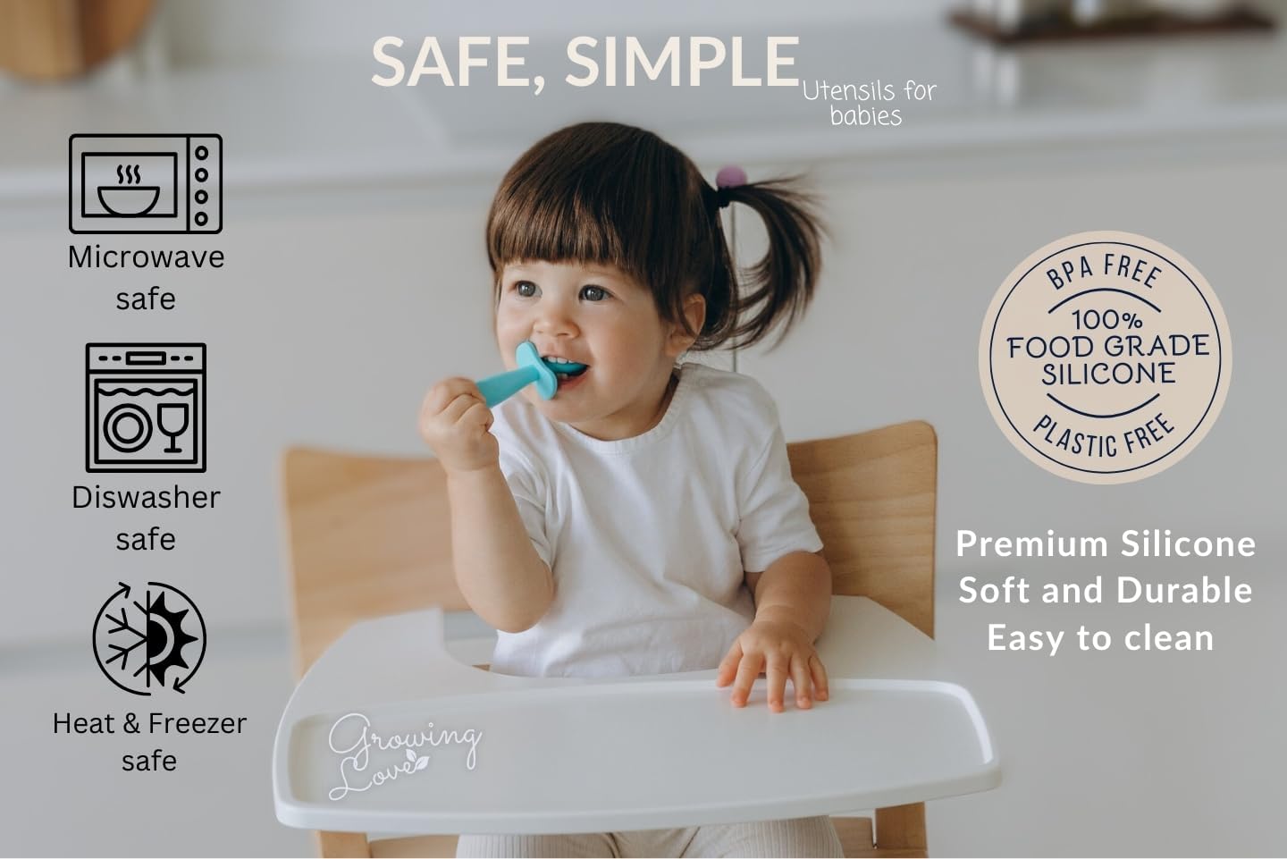 Growing Love Baby Spoons Set - Self-Feeding 6 Months Silhouette Design