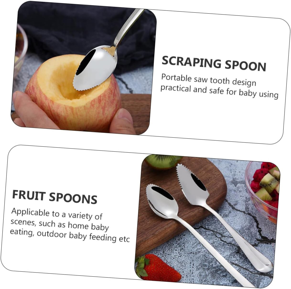 CIMAXIC 6-Piece Steel Fruit Puree Training Spoons