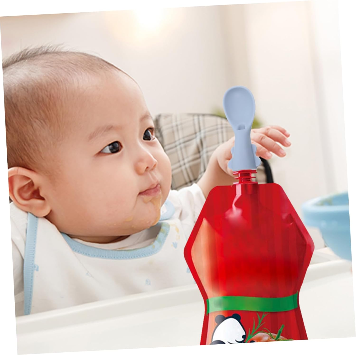 CHILDWEET 4pcs Silicone Spoon Attachment Set for Pouches