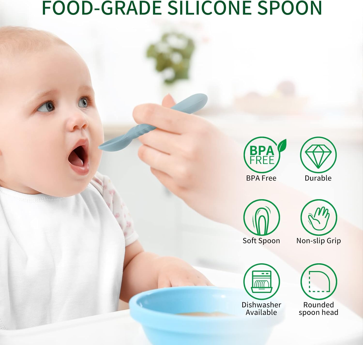 MEFAN Silicone Baby Feeding Spoon Set 6 Pack
