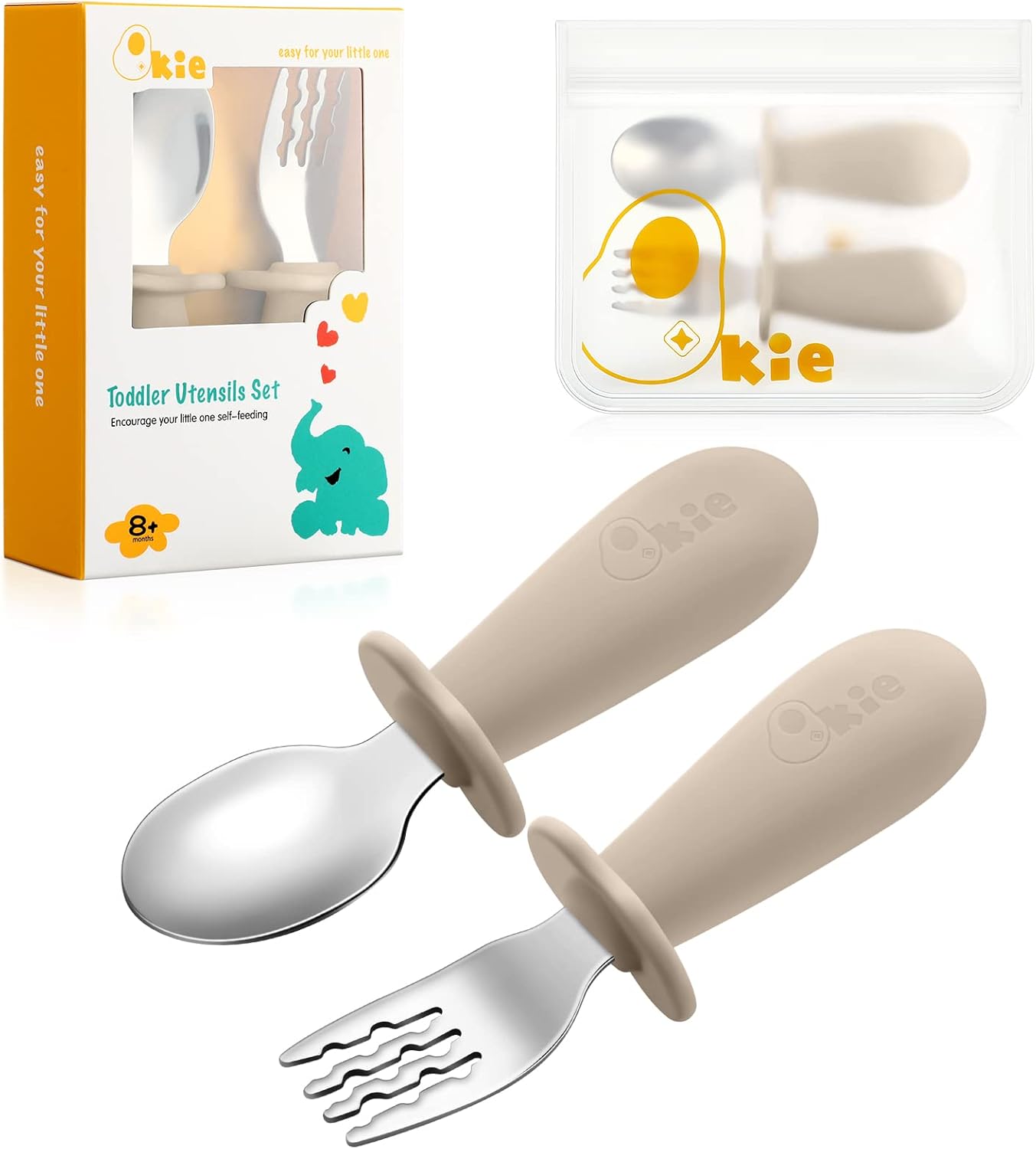 Qkie Toddler Utensils Set - Safe Ergonomic and Perfect for Self-Feeding