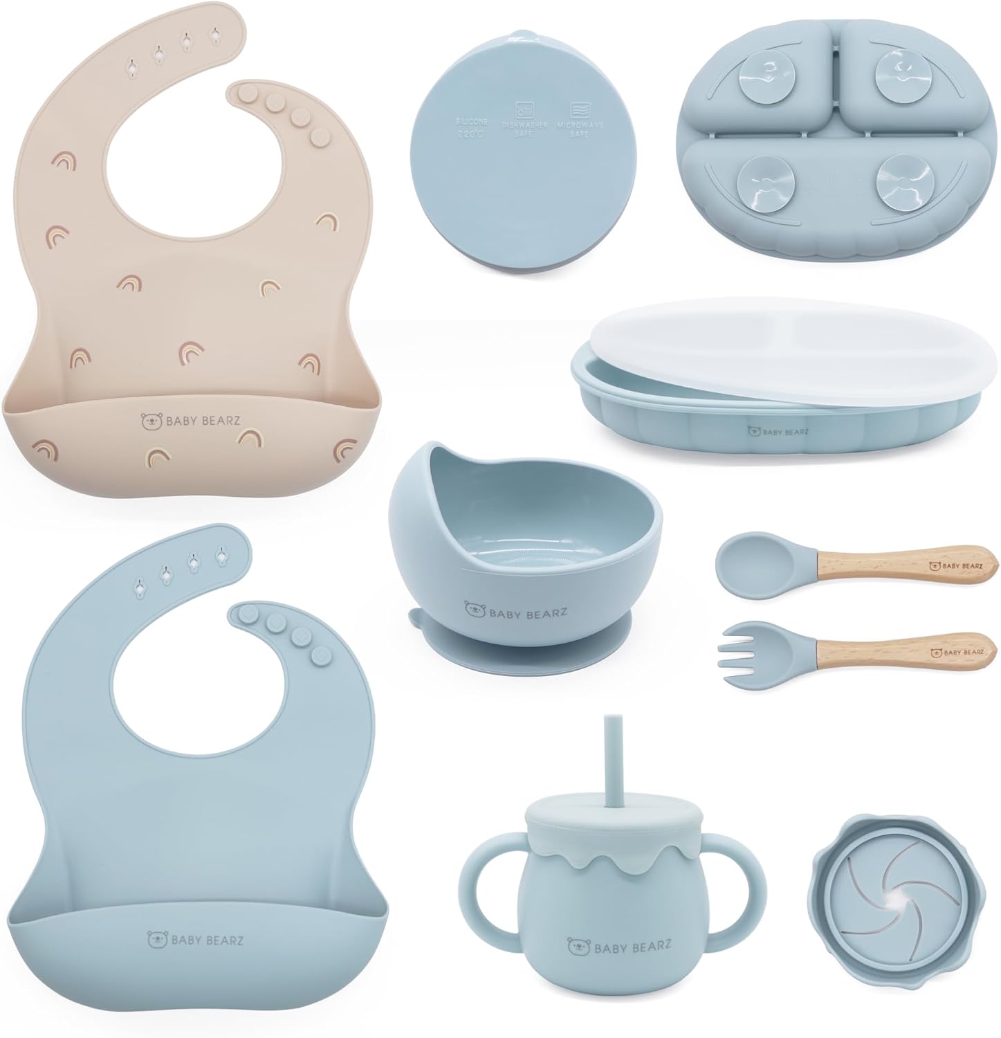 Adjustable Silicone Baby Feeding Set for 6 Months Old Blue