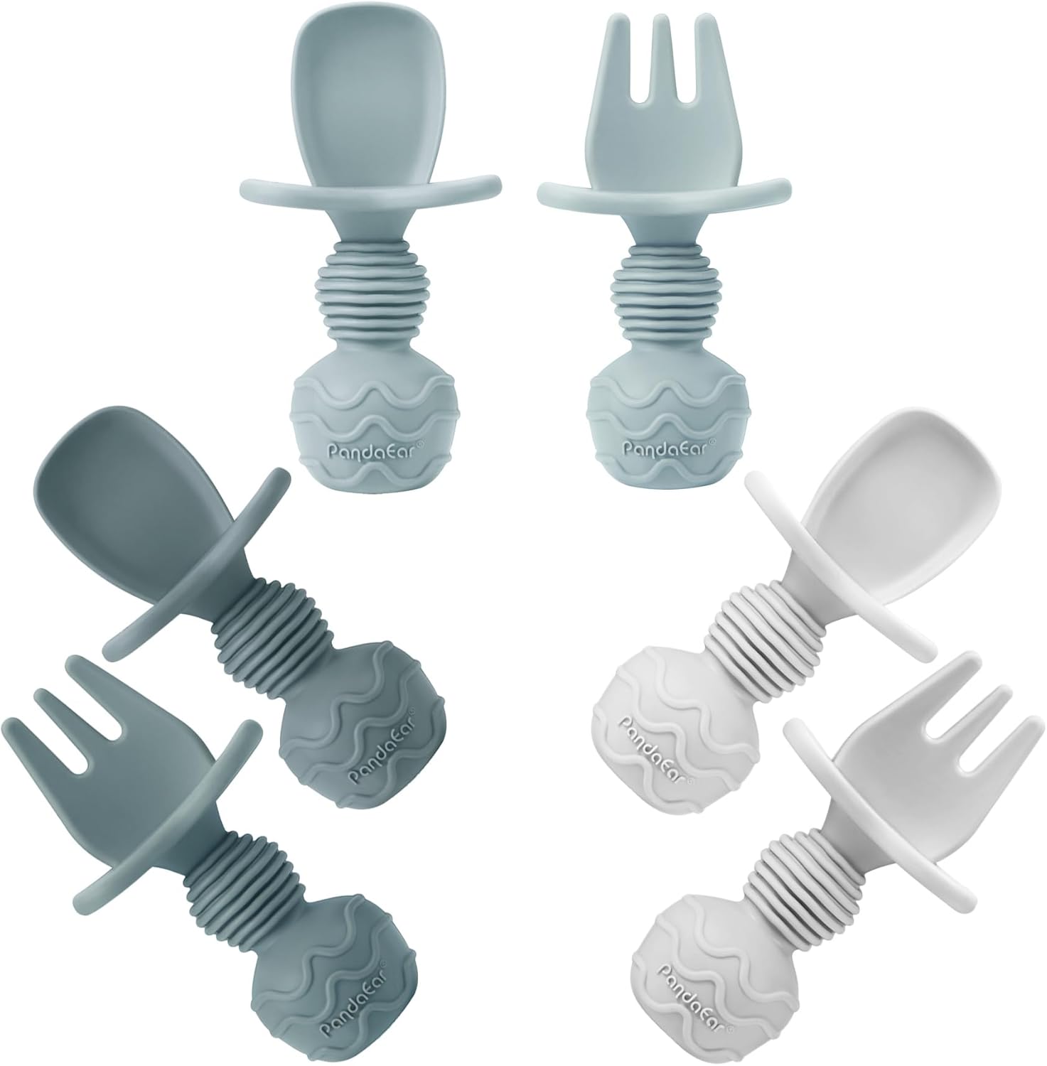 PandaEar 6-Piece Silicone Baby Spoons Self-Feeding Safe for Infants