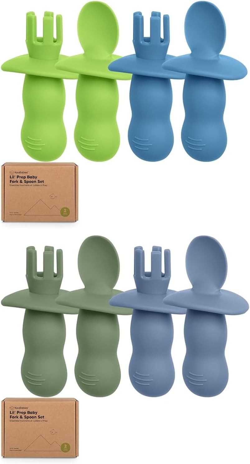 Keababies 4-Pack Silicone Baby Spoons and Forks Set