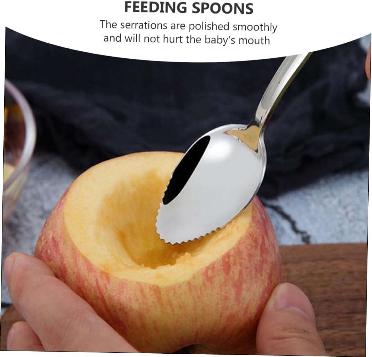 6pcs Stainless Steel Puree Spoons Set for Easy Feeding