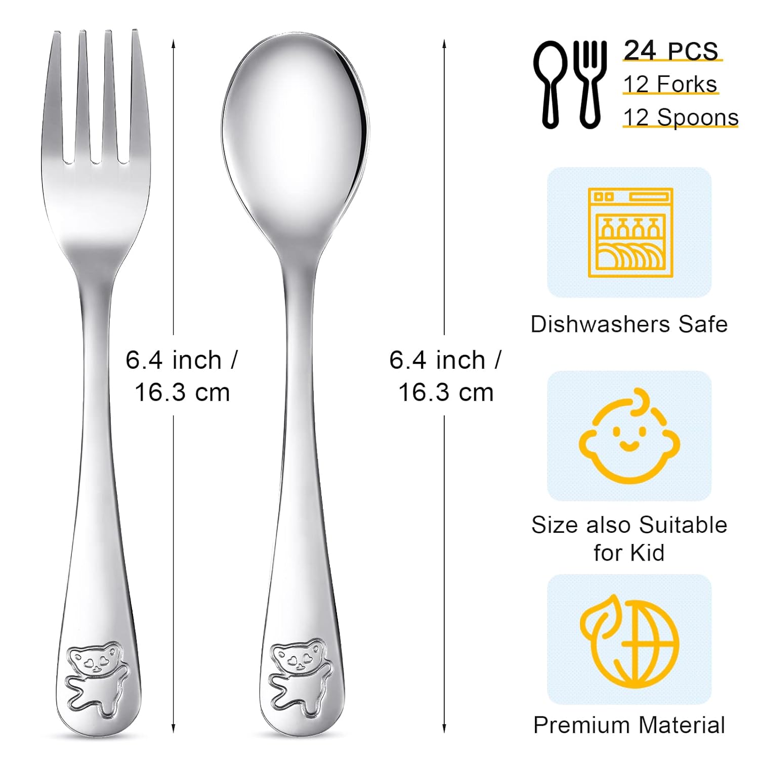 Sturdy Stainless Steel Flatware Set for Toddlers
