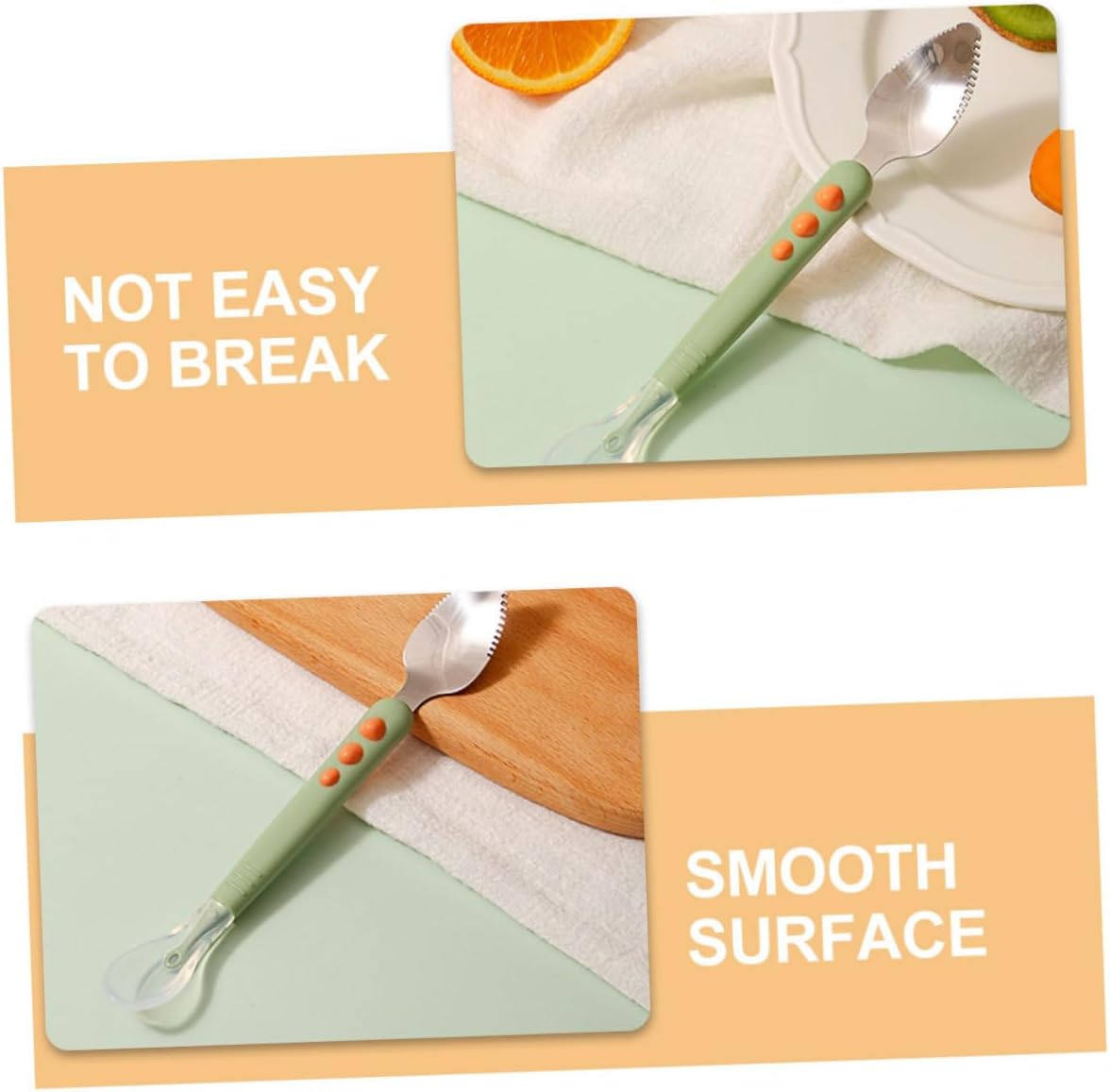 Vaguelly 2pcs Silicone Puree Spoons for Babies