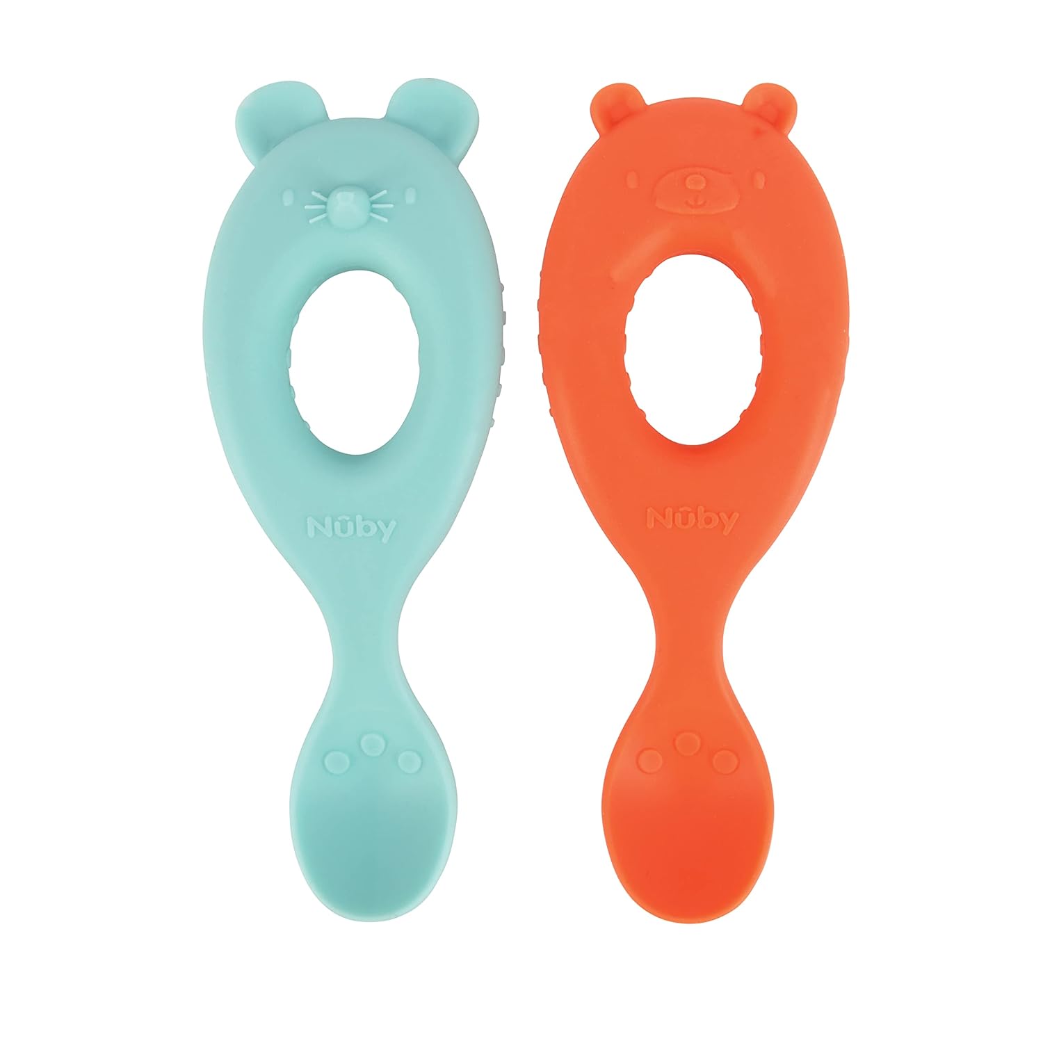 Nuby Silicone Easy Grip Spoons 2-Pack Fun for Baby Parent